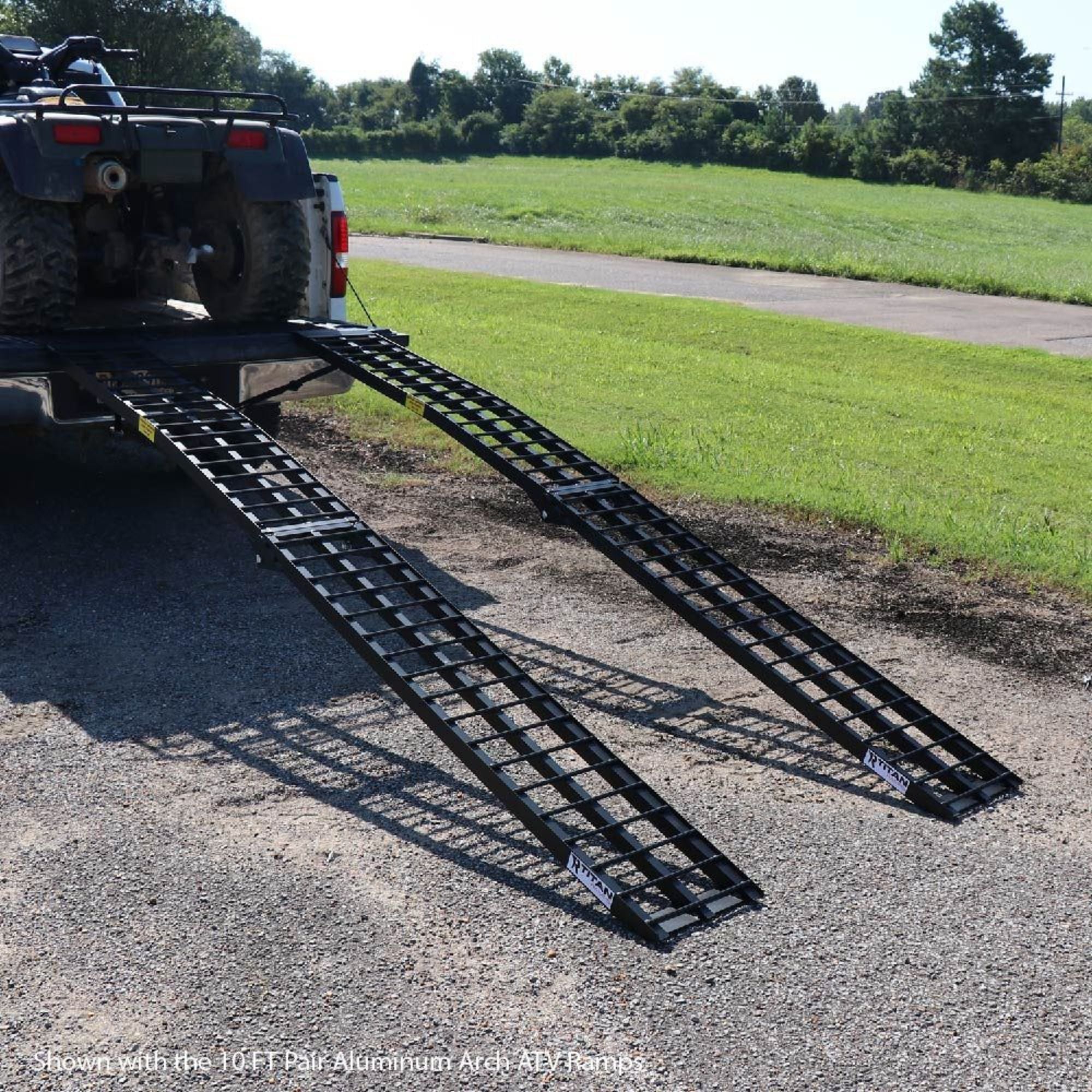 Titan Ramps 2 Pack 9’ Folding ATV Loading Ramps Arched Aluminum Design(Open Box)