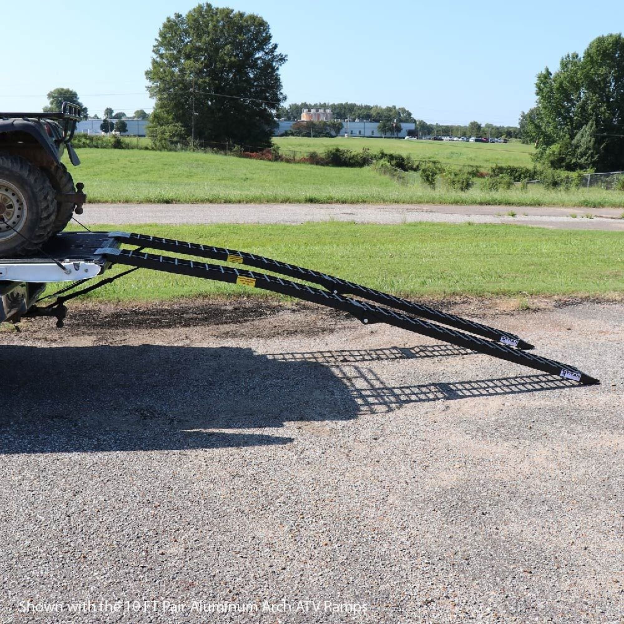 Titan Ramps 2 Pack 9’ Folding ATV Loading Ramps Arched Aluminum Design, Black - VMInnovations