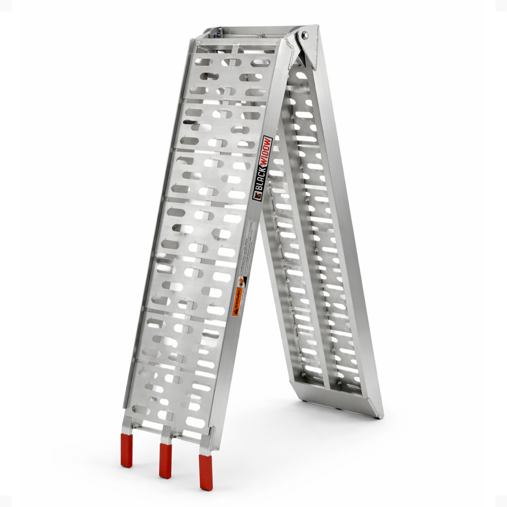 Black Widow Aluminum Folding Motorcycle Ramp Arched Plate, Single Runner, Silver