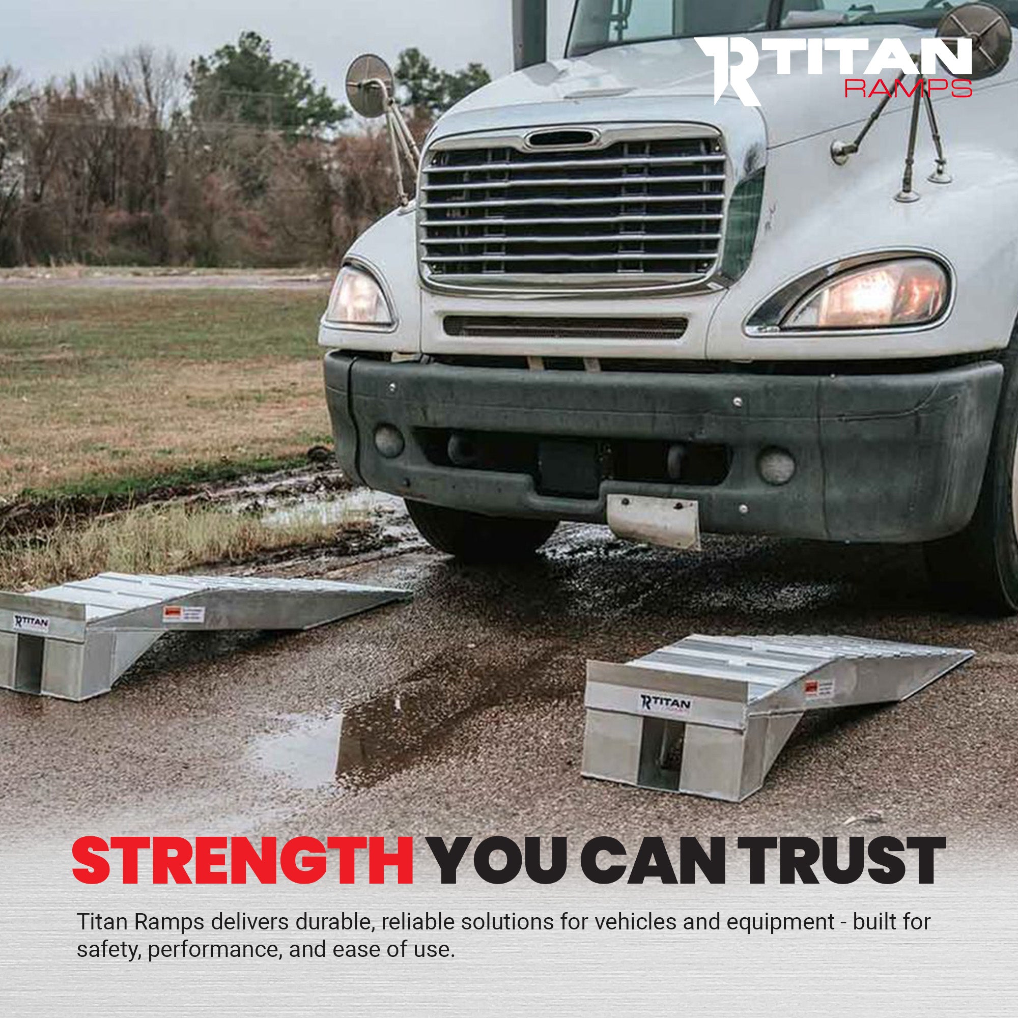 Titan Ramps Aluminum Semi Truck Riser Ramps with 20,000 Pound Capacity, Silver