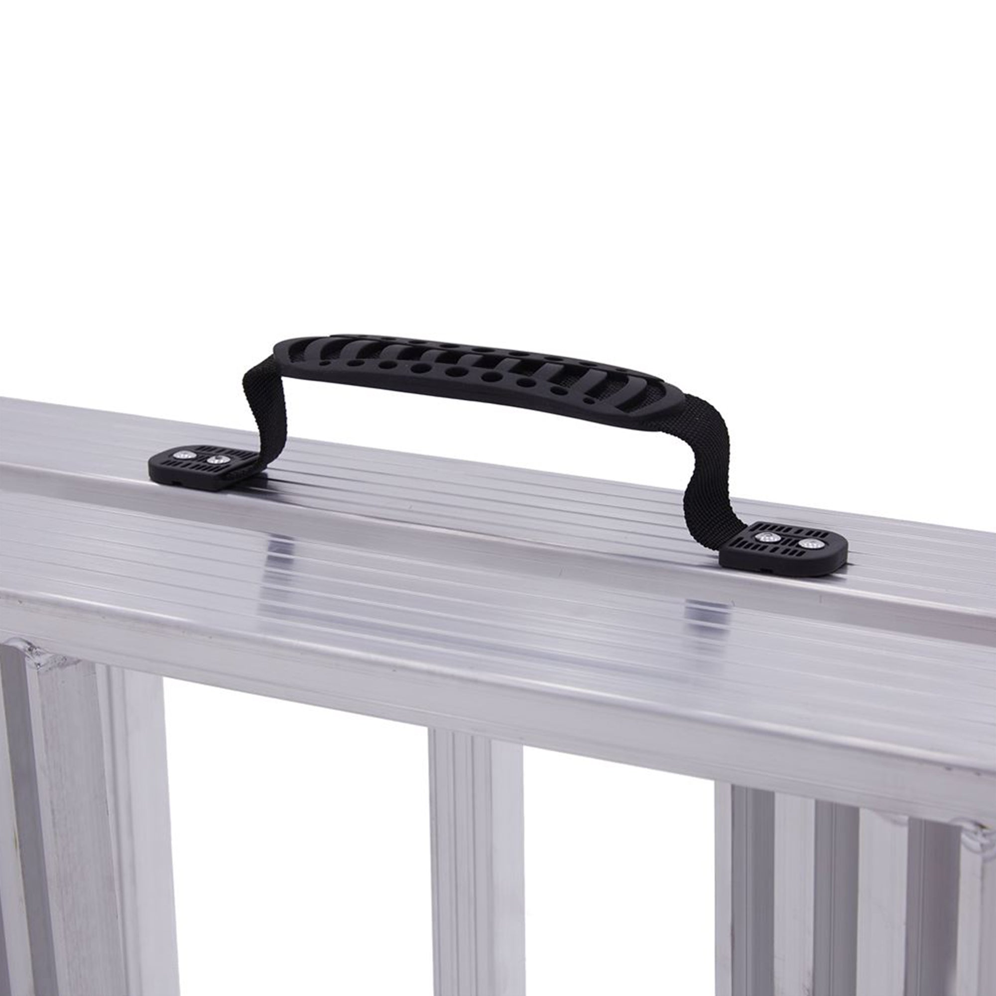 Black Widow Aluminum Bi Fold Motorcycle Ramp with Steps, Silver (Open Box)