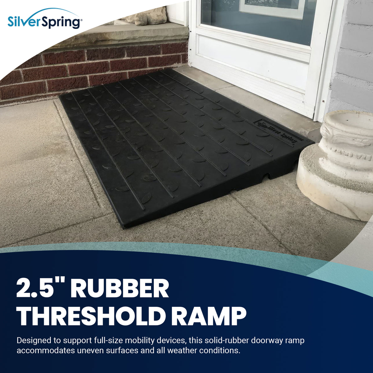 Silver Spring 2.5" Maximum Riser, Solid Rubber 3 Channel Threshold Ramp(Used)