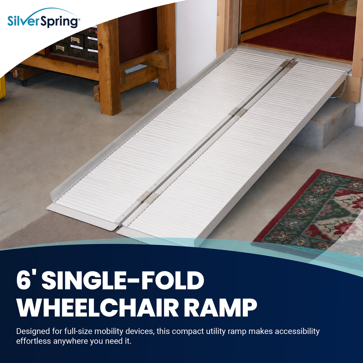 Silver Spring Mobility and Utility Ramp, 6 Foot Single Fold with 600 lb Capacity