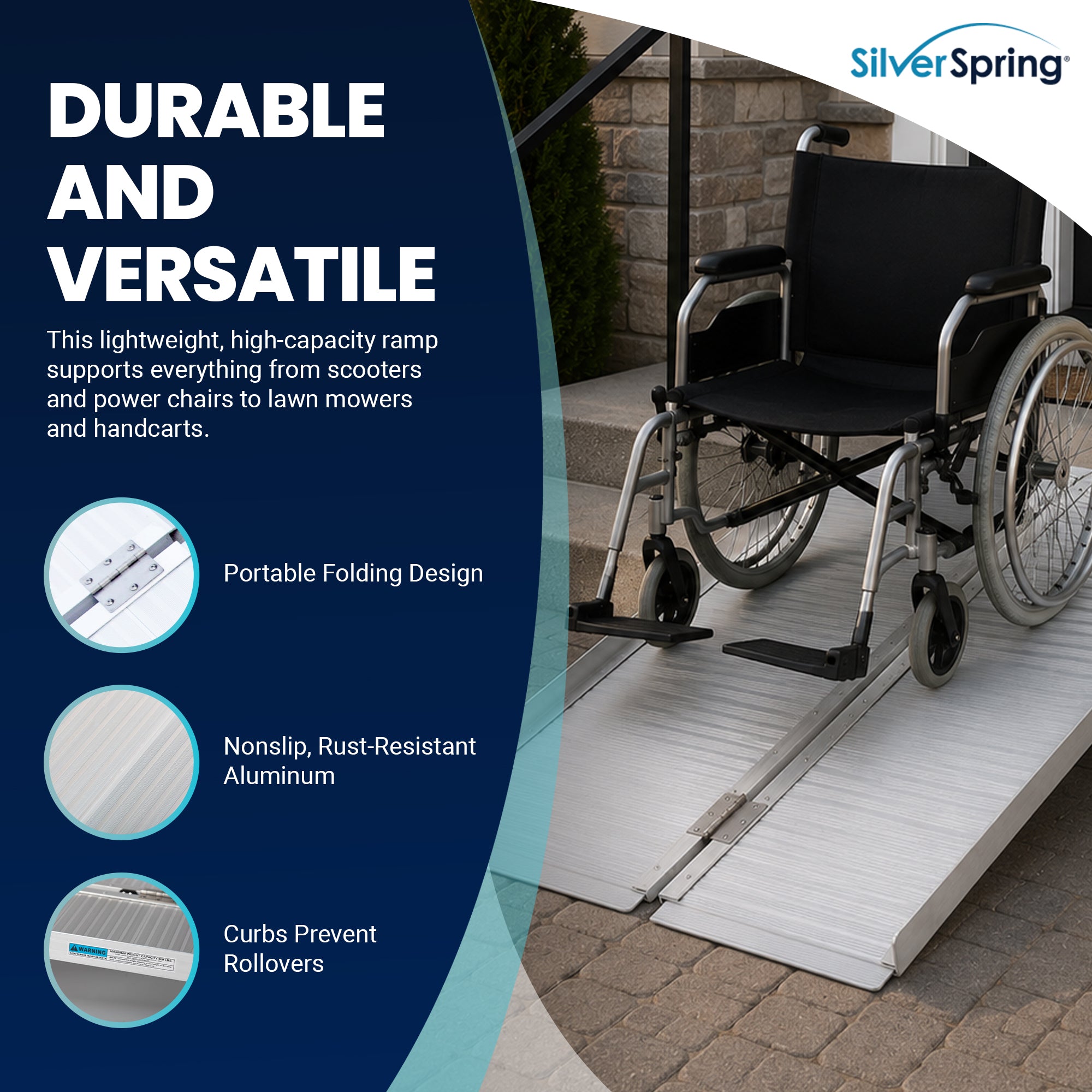 Silver Spring Mobility and Utility Ramp, 6 Foot Single Fold with 600 lb Capacity
