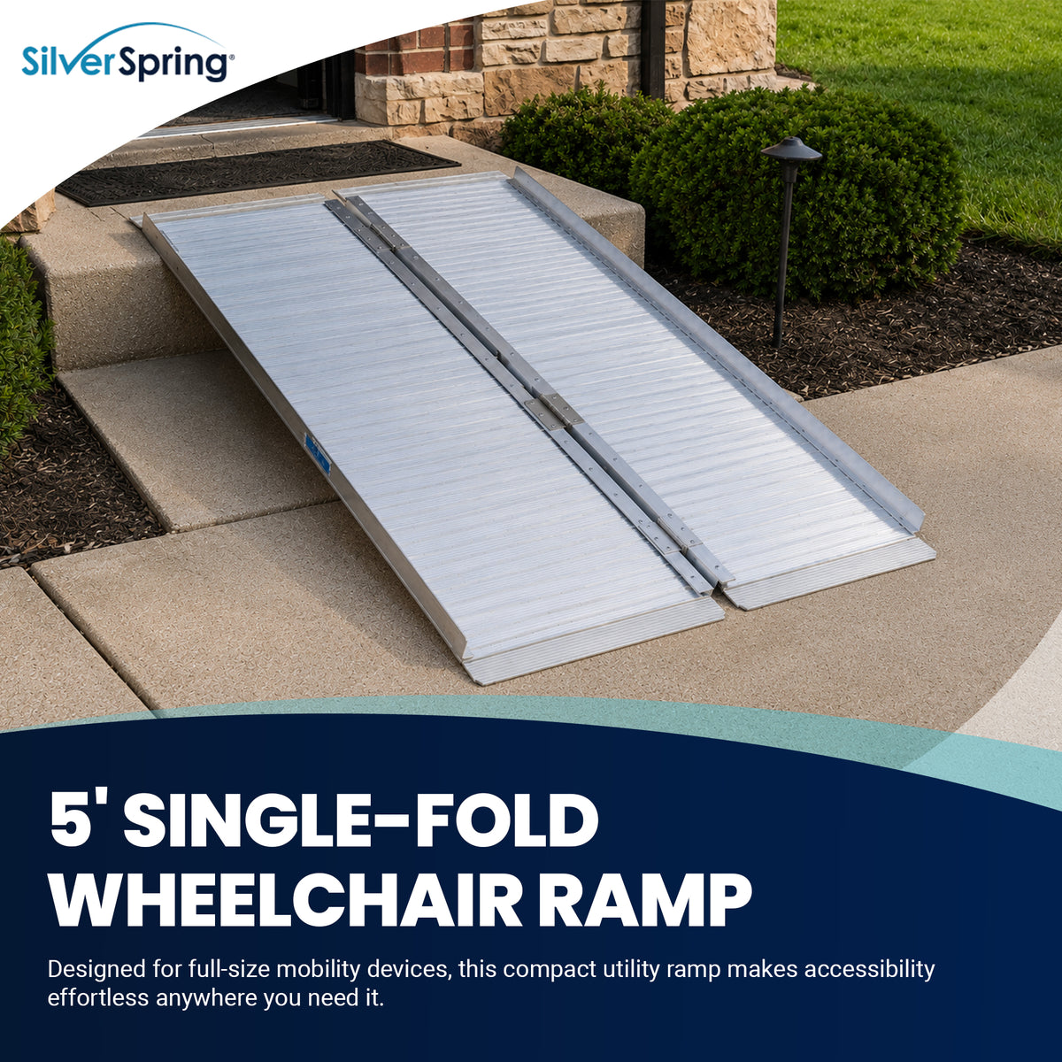 Silver Spring Mobility and Utility Ramp, 5 Foot Single Fold with 600 lb Capacity