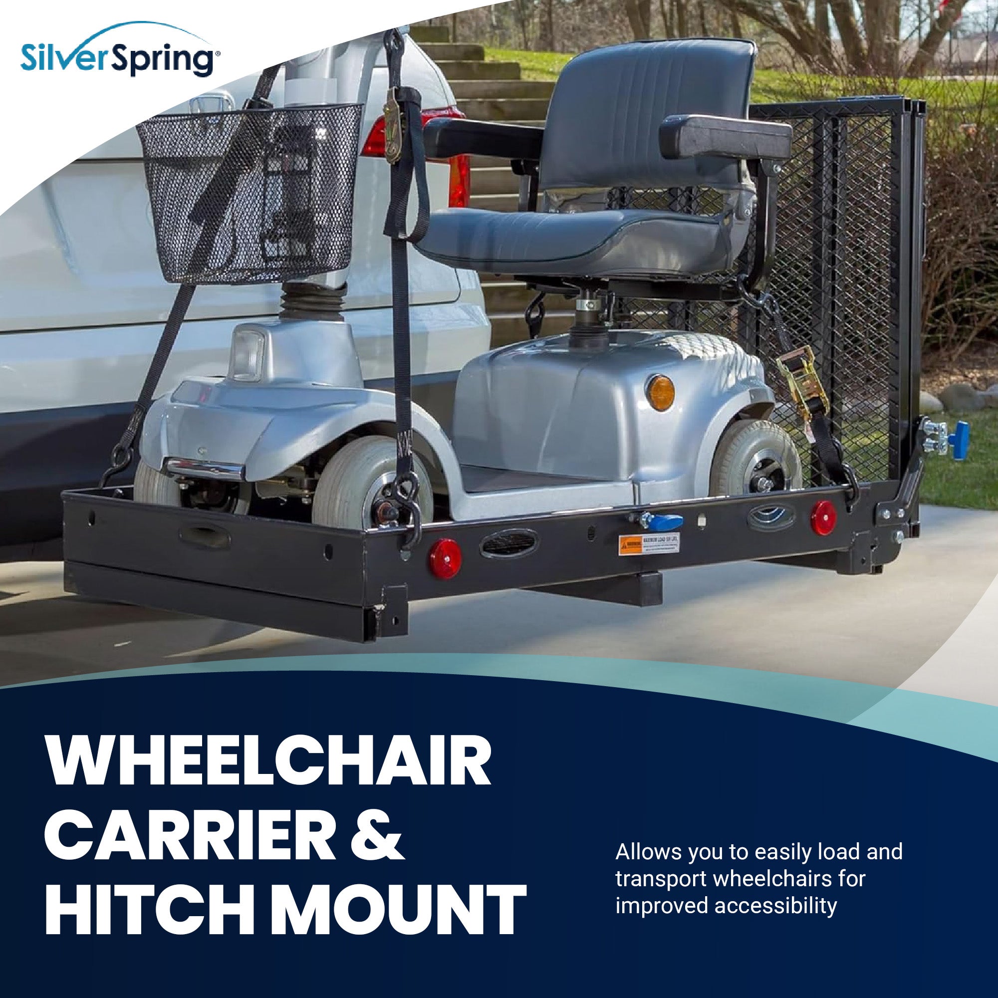 Silver Spring 48" x 28" Folding Steel Wheelchair Carrier with Ramp & Hitch Mount