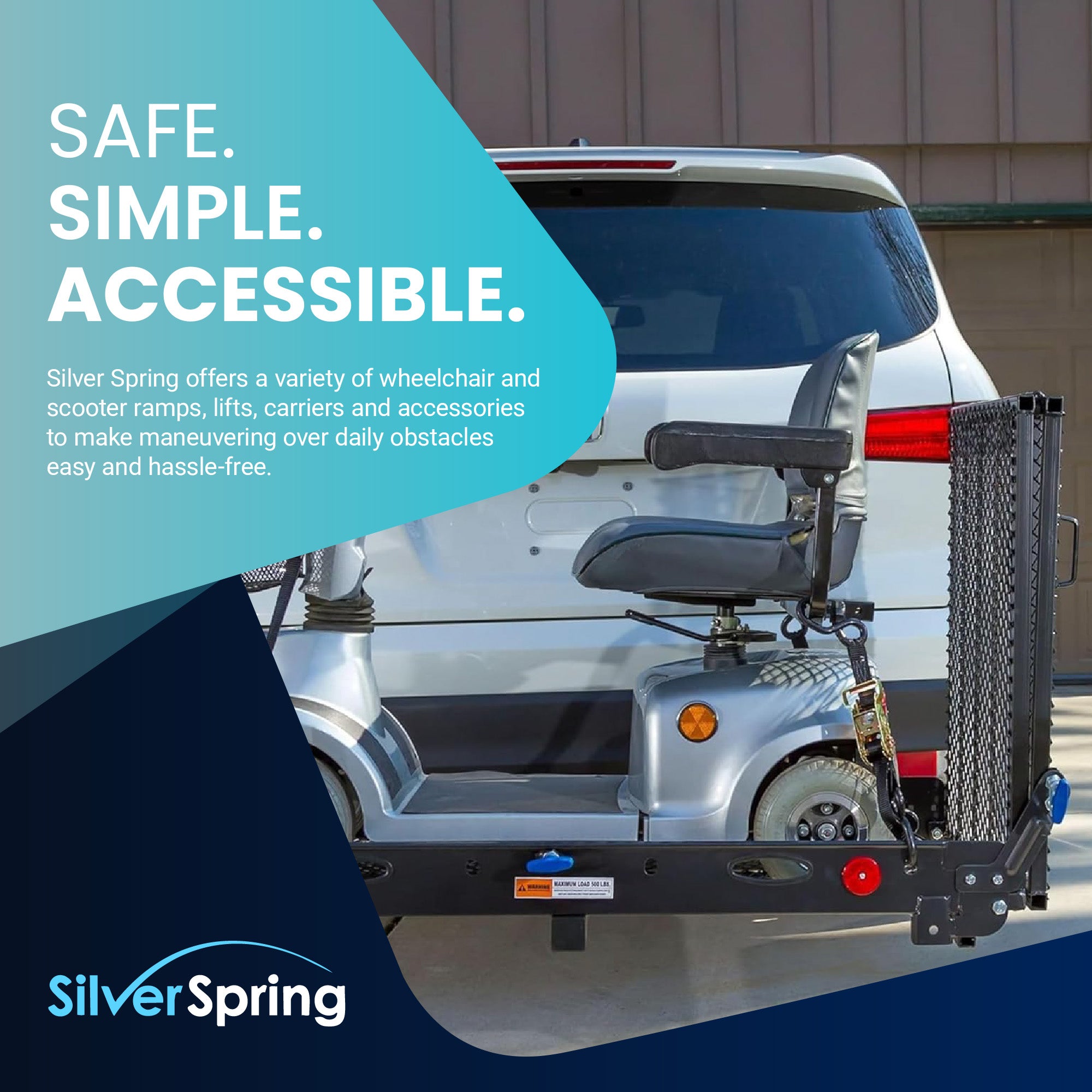 Silver Spring 48" x 28" Folding Steel Wheelchair Carrier with Ramp & Hitch Mount