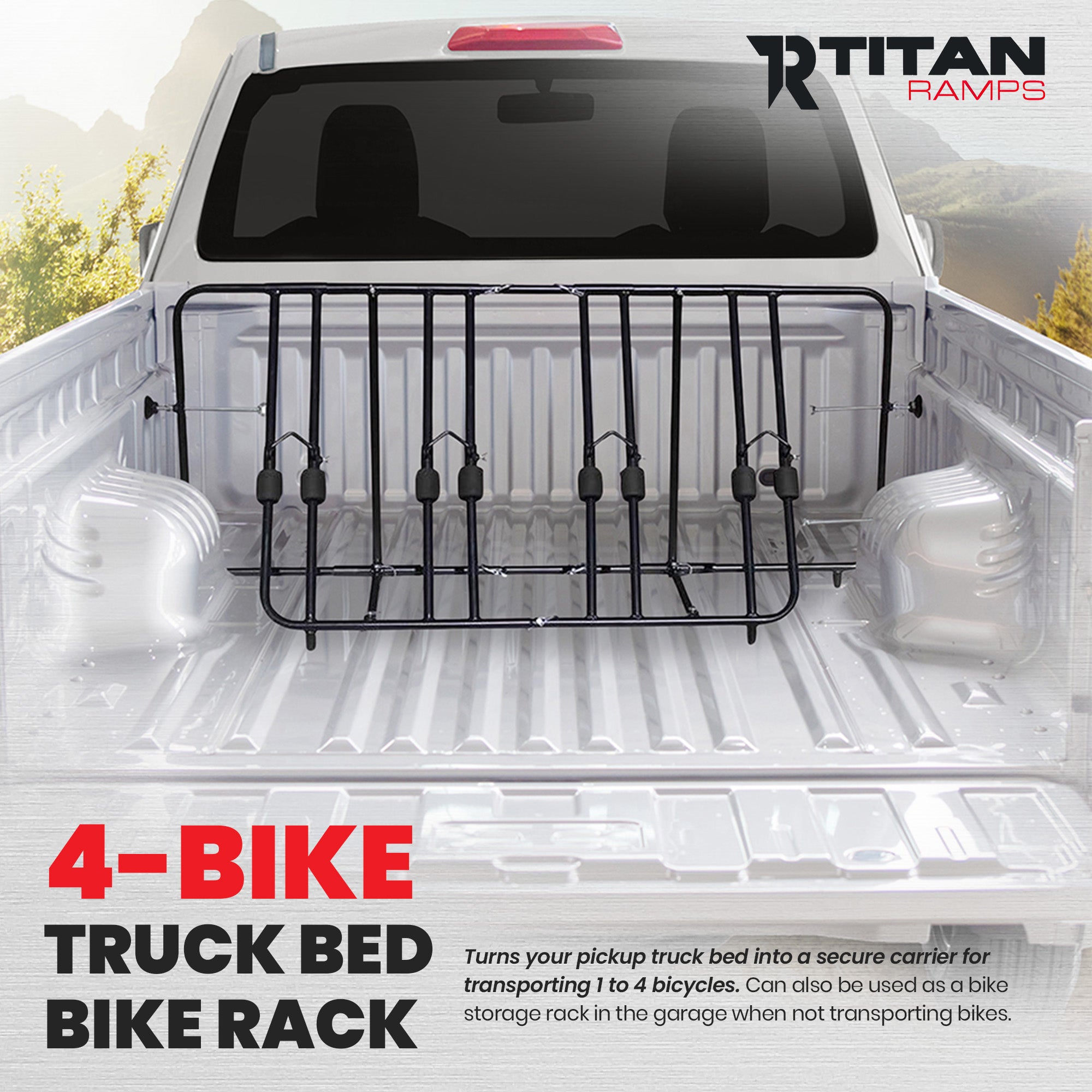 Titan Ramps Truck Bed Bike Rack with Quick Assembly, Accommodates up to 4 Bikes