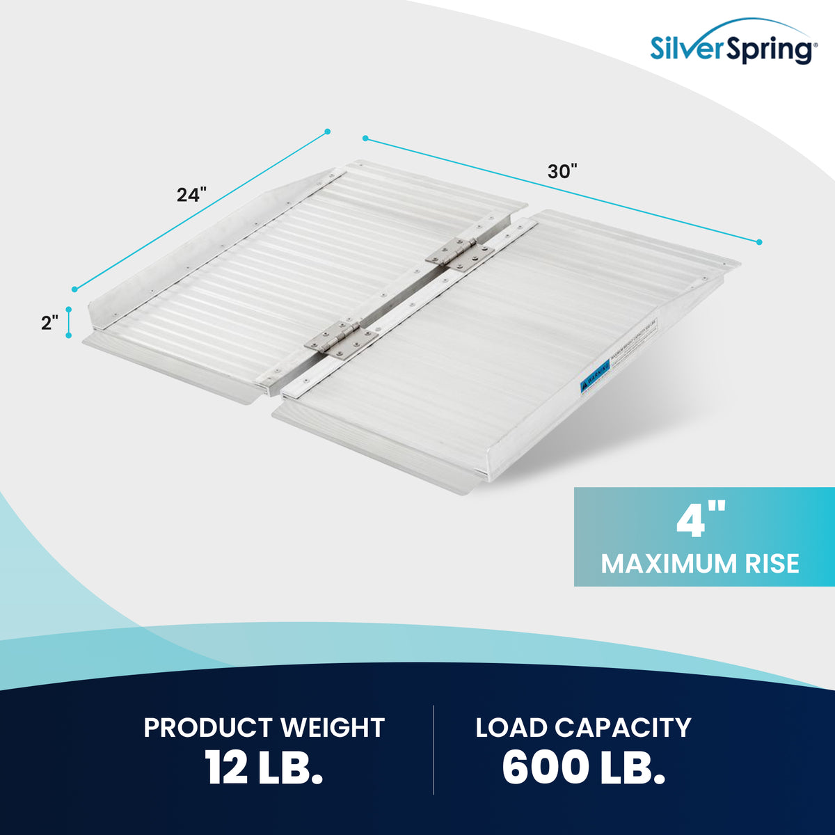 Silver Spring Mobility and Utility Ramp, 2 Foot Single Fold with 600 lb Capacity