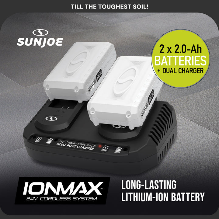 Sun Joe 24V Cordless Garden Tiller Cultivator Accessory Kit, Black, 24V-X2-TLR14