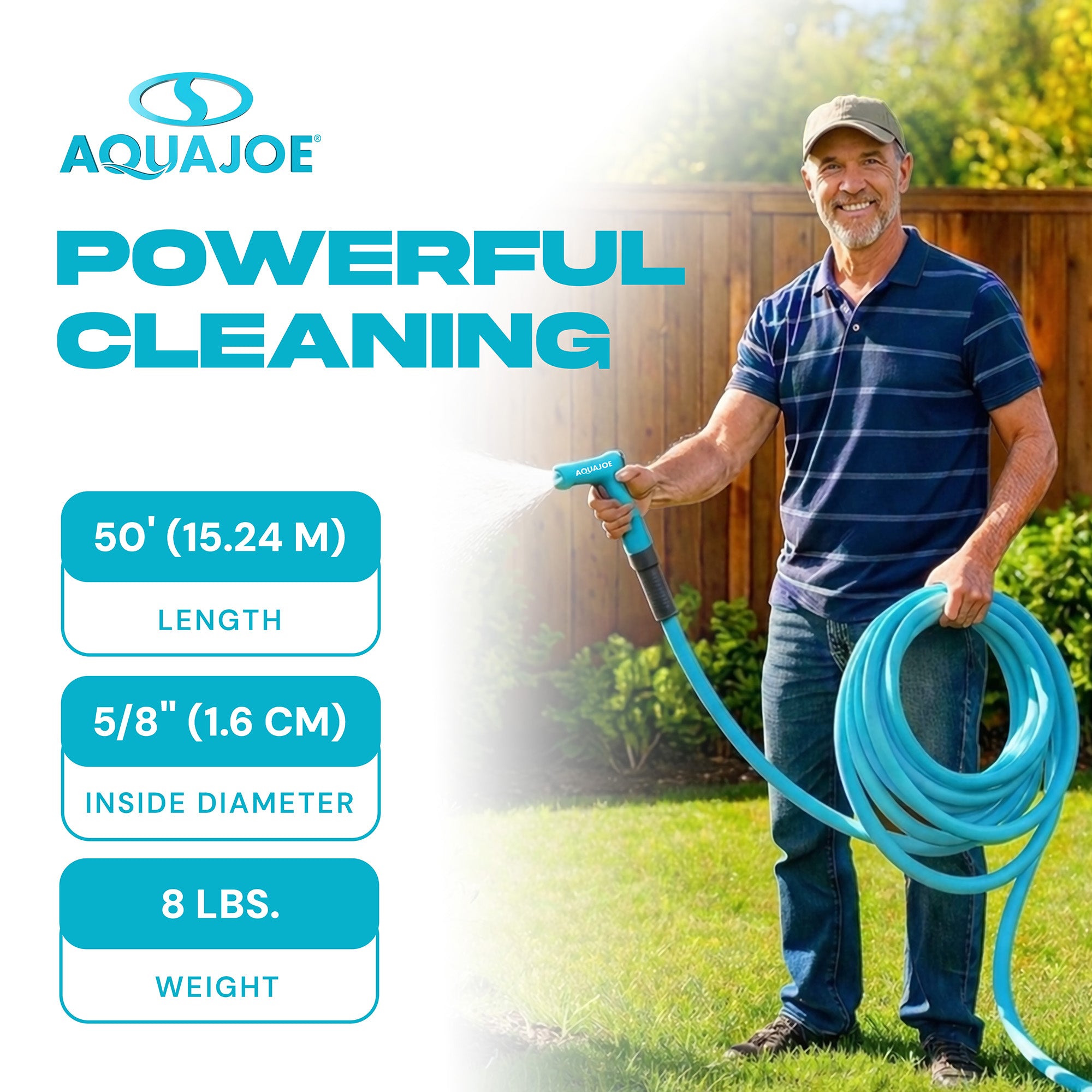 Aqua Joe 50' Professional Grade Garden Hose with Dual Swivel Grips, AJPGH50-PRO