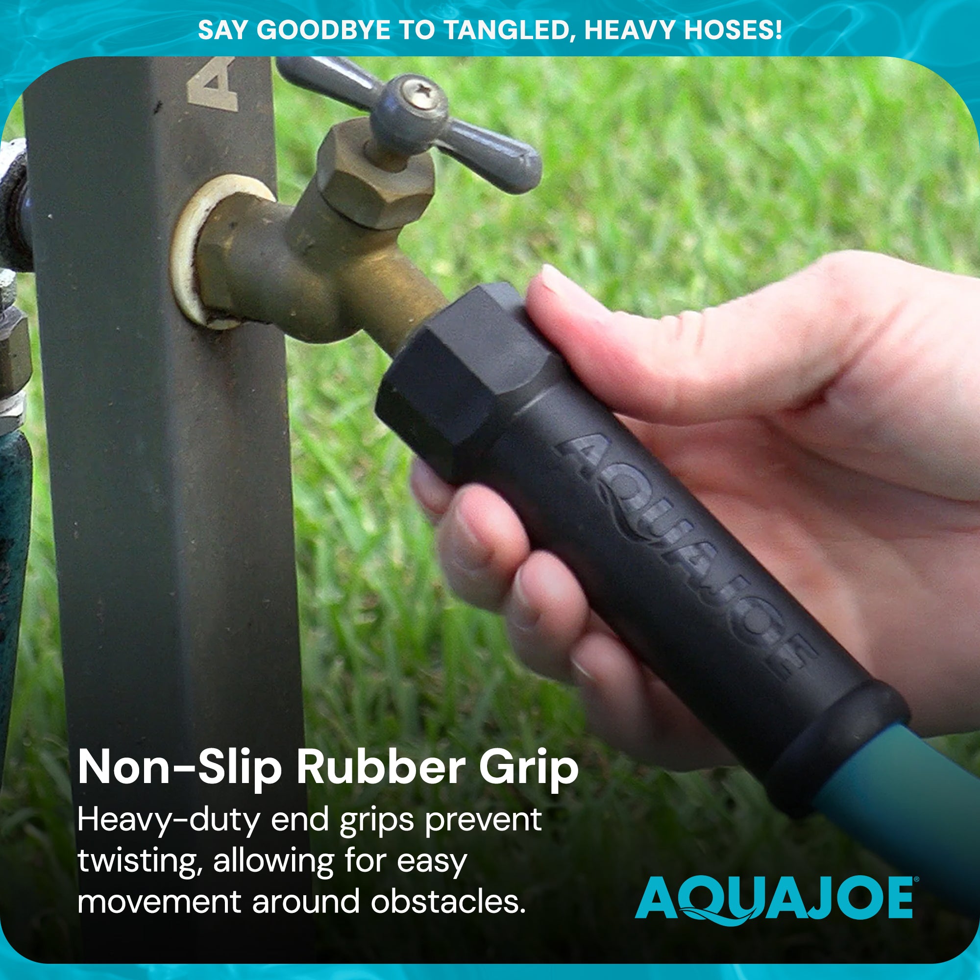 Aqua Joe 50' Professional Grade Garden Hose with Dual Swivel Grips, (Open Box)