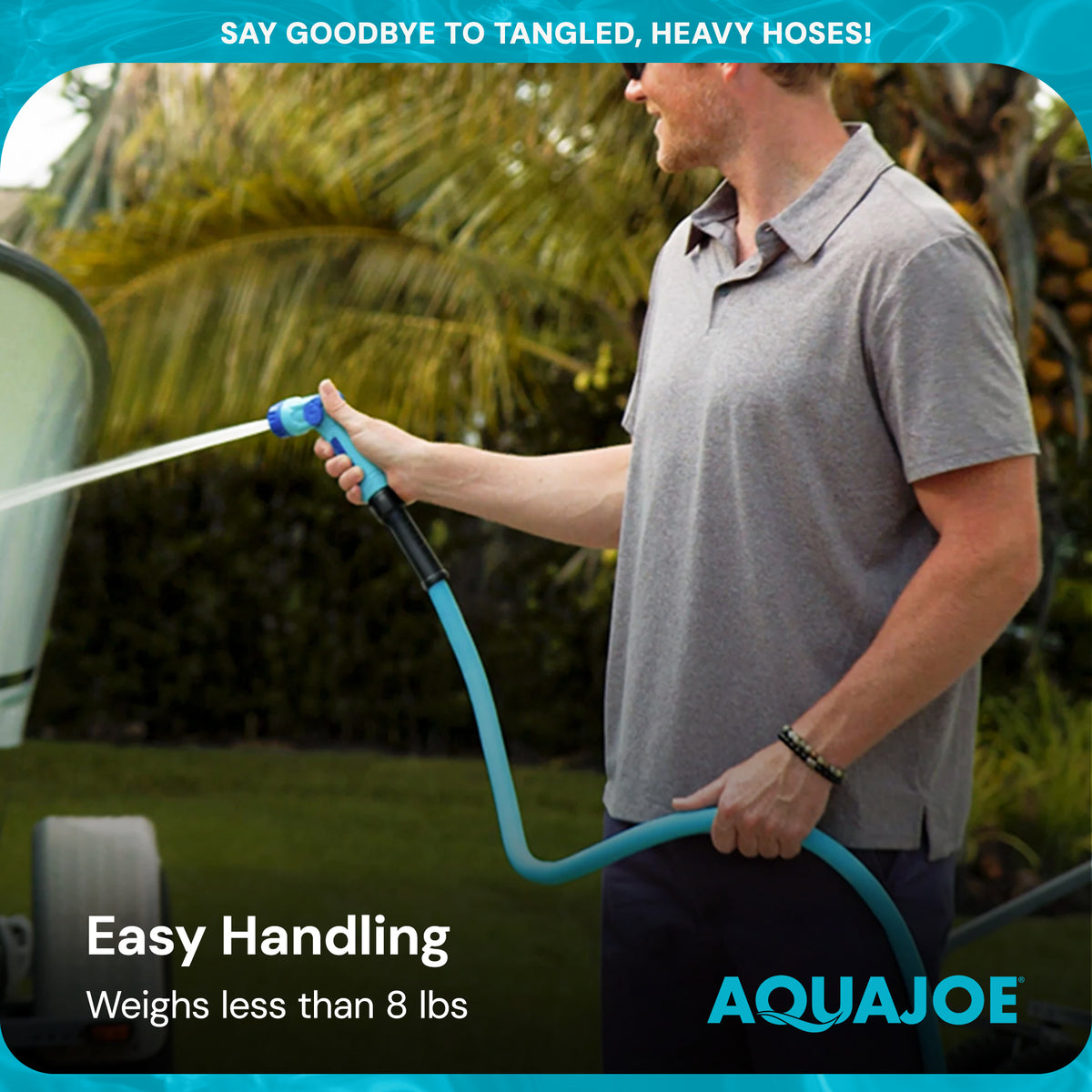 Aqua Joe 50' Professional Grade Garden Hose with Dual Swivel Grips, (Open Box)
