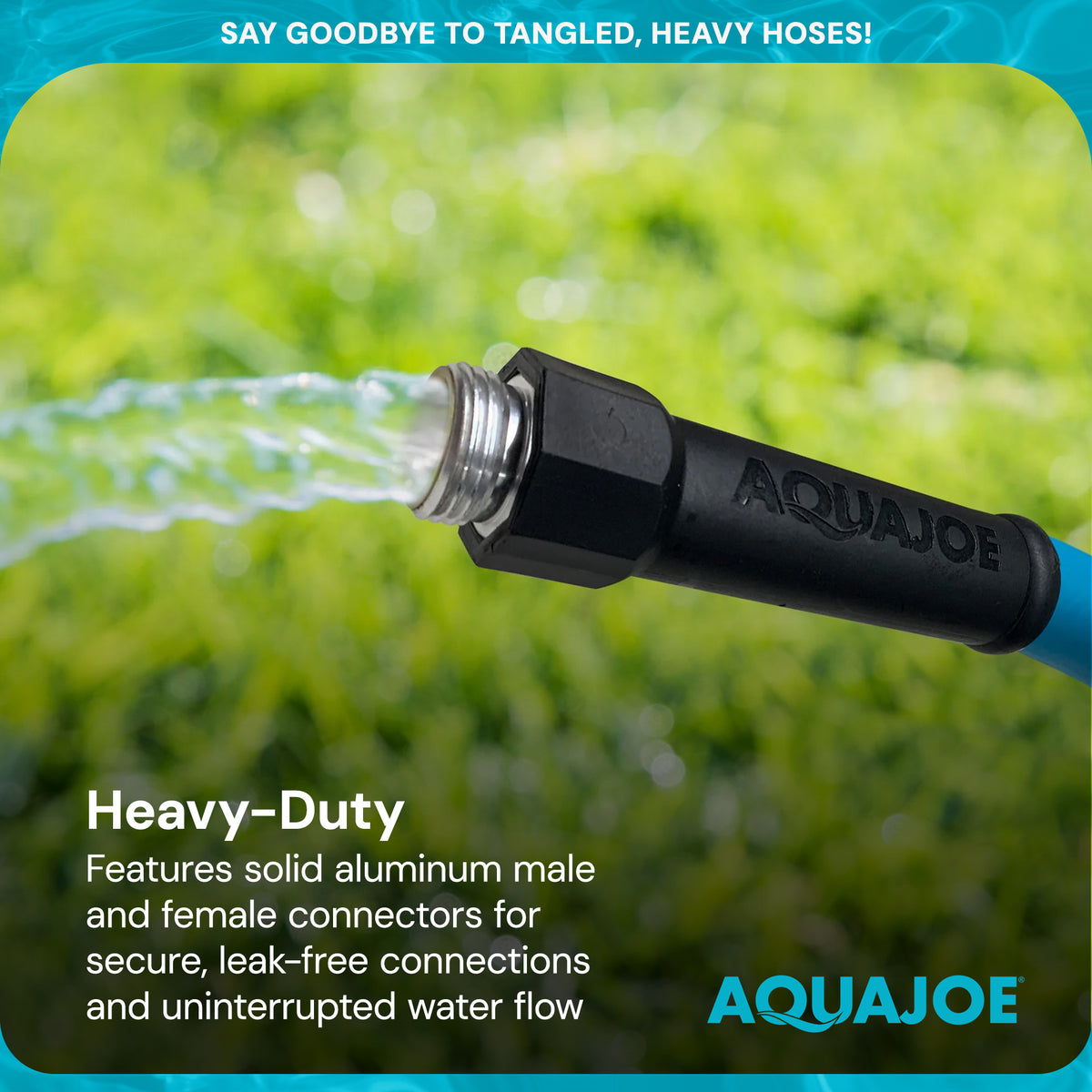 Aqua Joe 50' Professional Grade Garden Hose with Dual Swivel Grips, (Open Box)