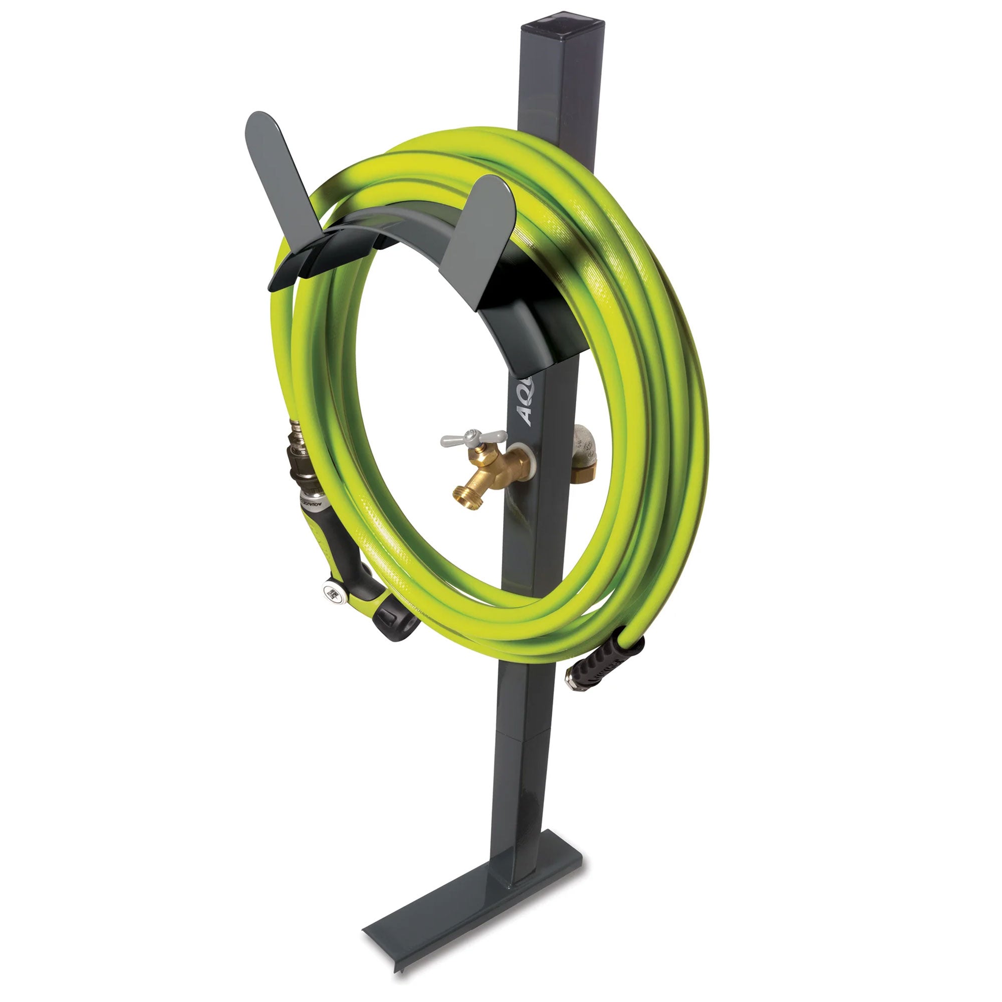 Sun Joe Steel Garden Hose Stand, Brass Faucet, Quick Install Anchor Base (Used) - VMInnovations