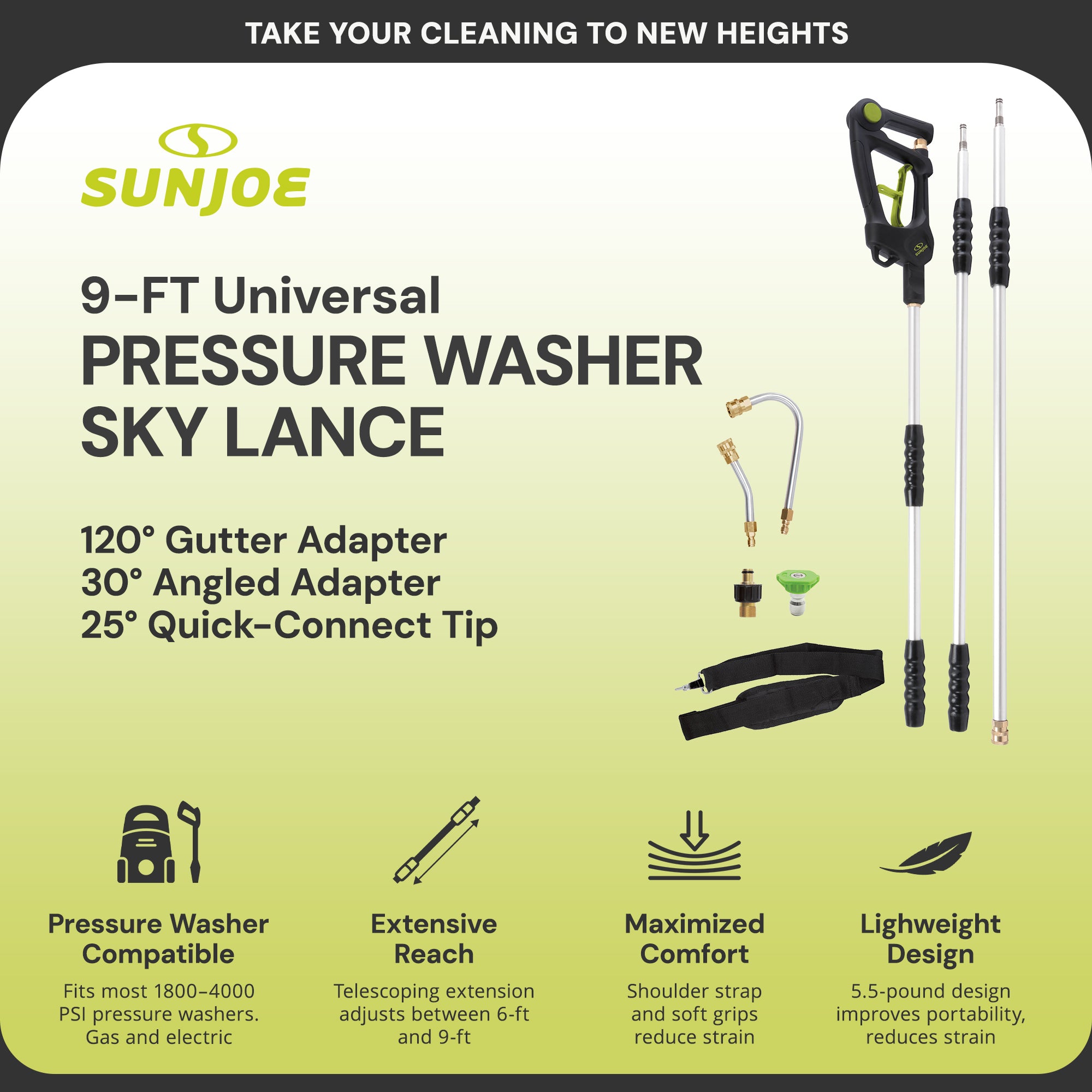 Sun Joe 9 Foot Universal Pressure Washer Sky Lance Extension Wand Kit, SPX-SRL9 - VMInnovations