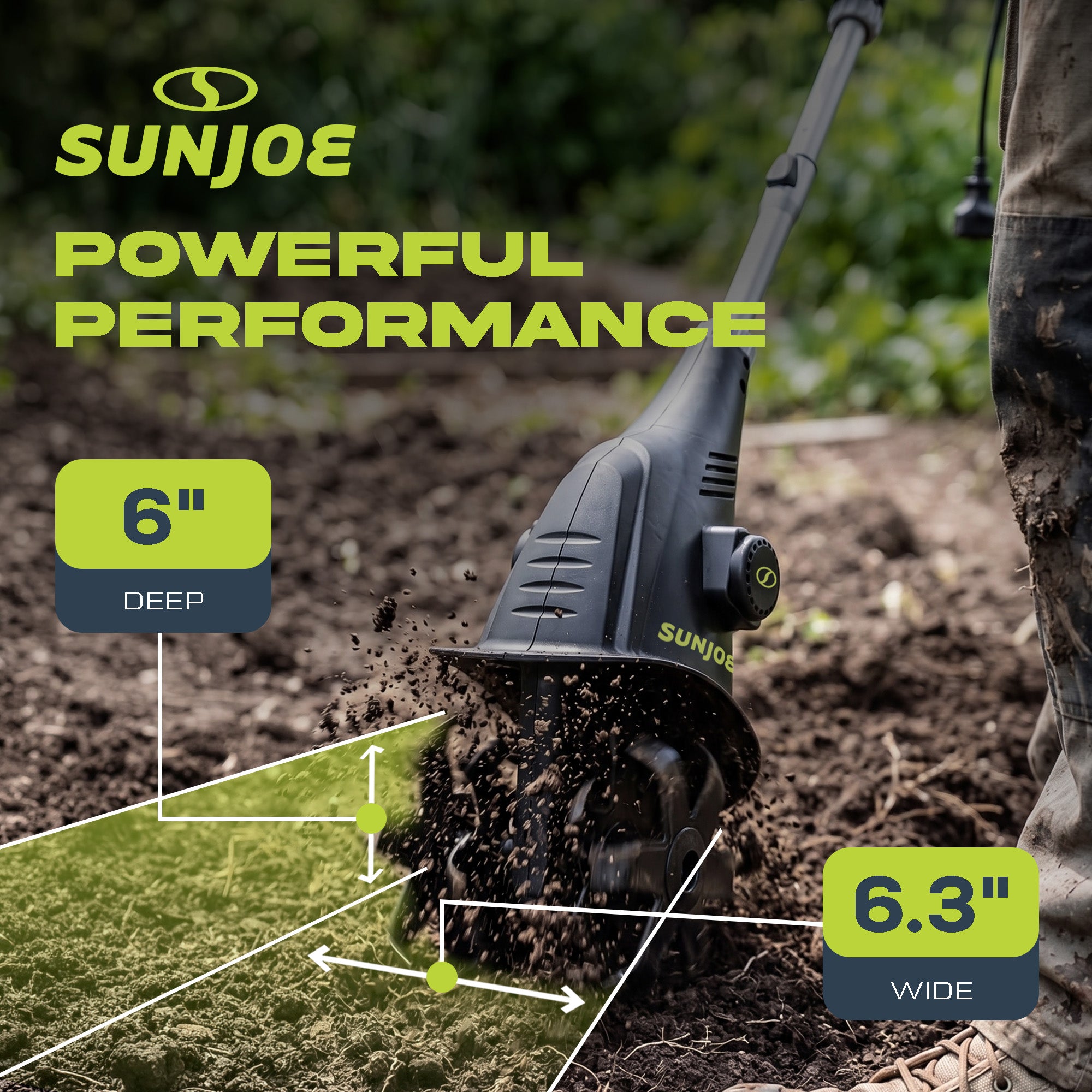 Sun Joe Electric Corded Garden Cultivator, 2.5 Amp Motor & Steel Blades, TJ599E - VMInnovations