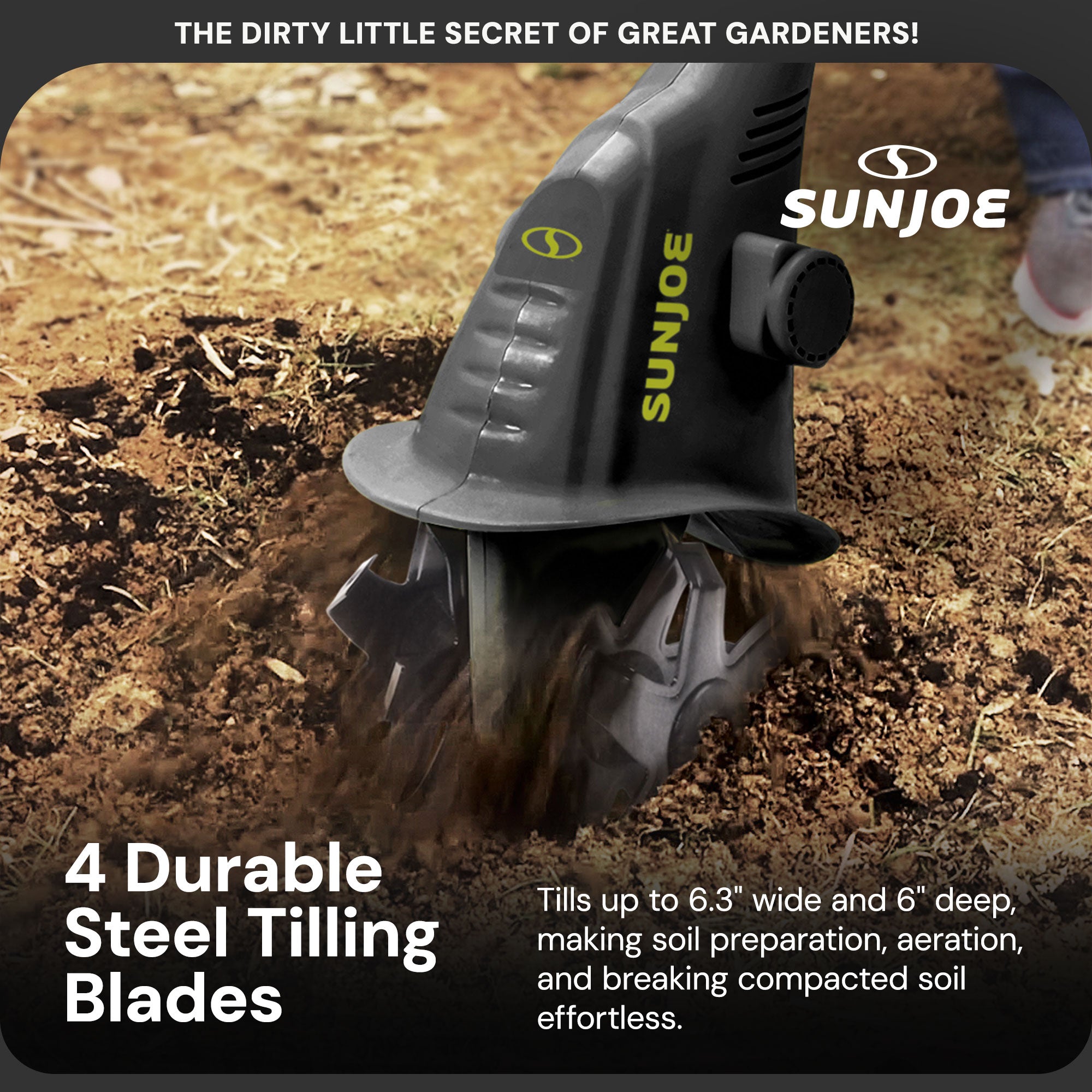 Sun Joe Aardvark 2.5-Amp 4 Steel Tines Electric Garden Cultivator | Open Box - VMInnovations
