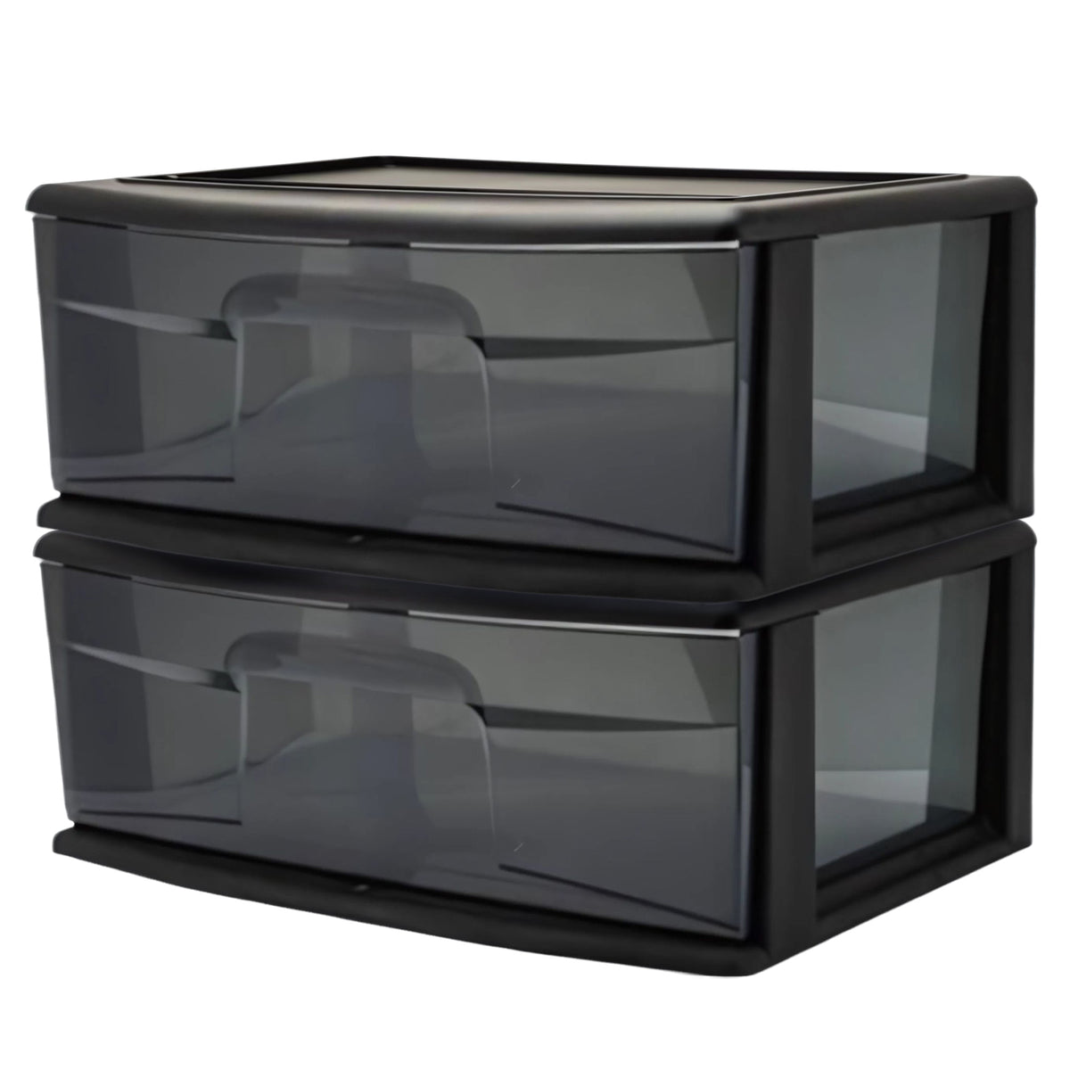 Homz Plastic 1 Drawer Wide Storage Cart, Black Frame w/Smoke Drawer, 2 Pk (Used) - VMInnovations
