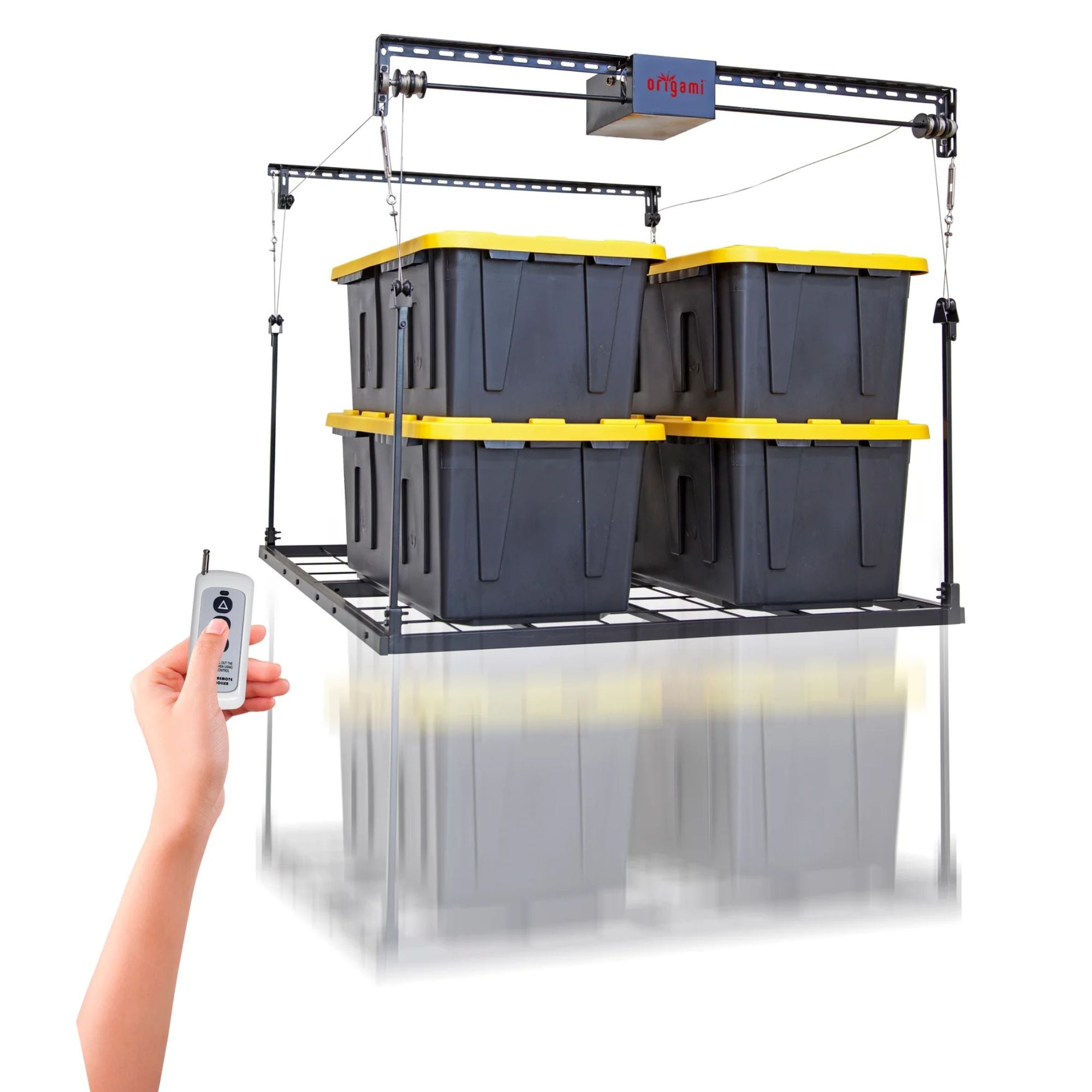 Origami Motorized Garage Ceiling Storage, 52"x25" Overhead Lift System(Open Box) - VMInnovations