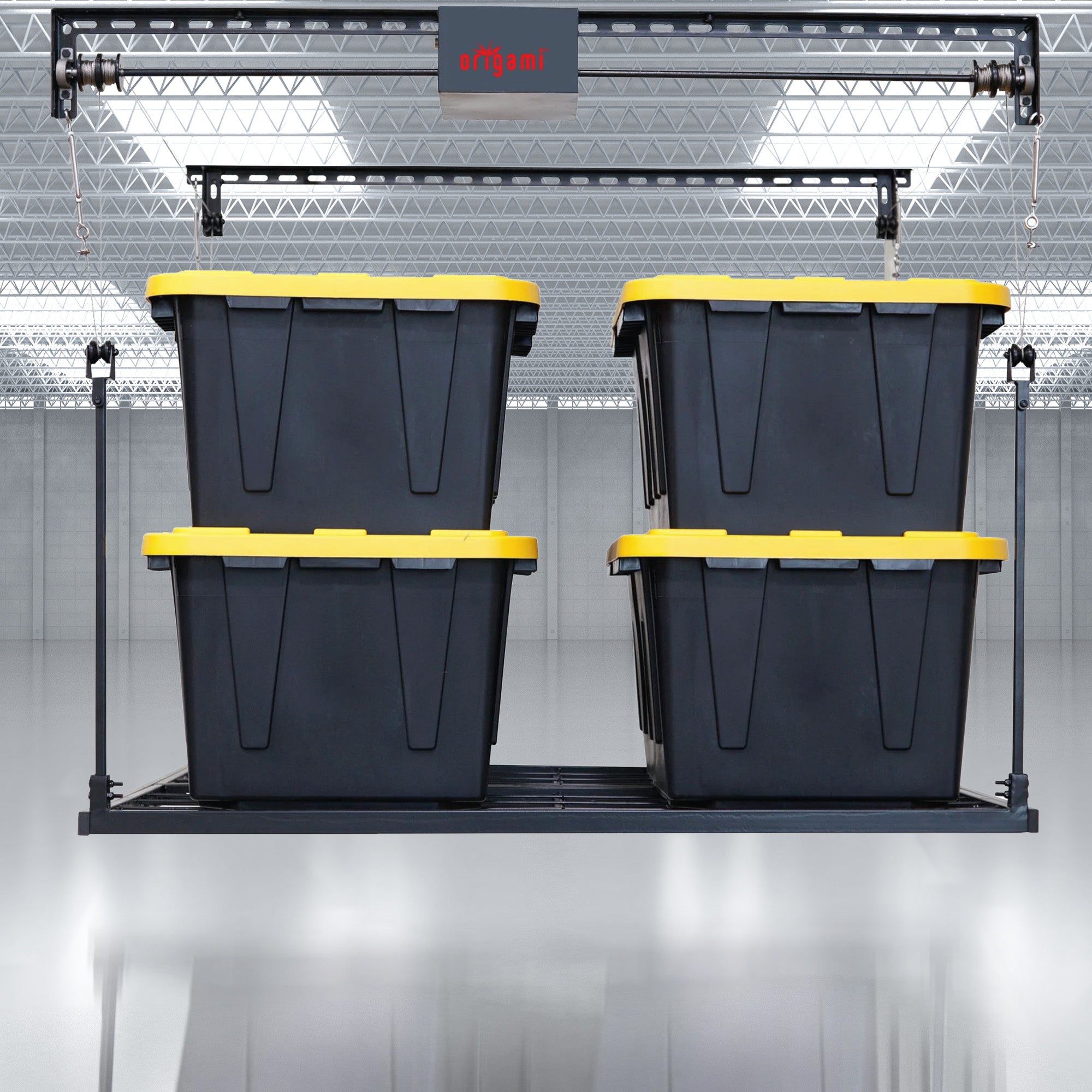 Origami Motorized Garage Ceiling Storage Rack, 52" x 25" Overhead Lift System - VMInnovations
