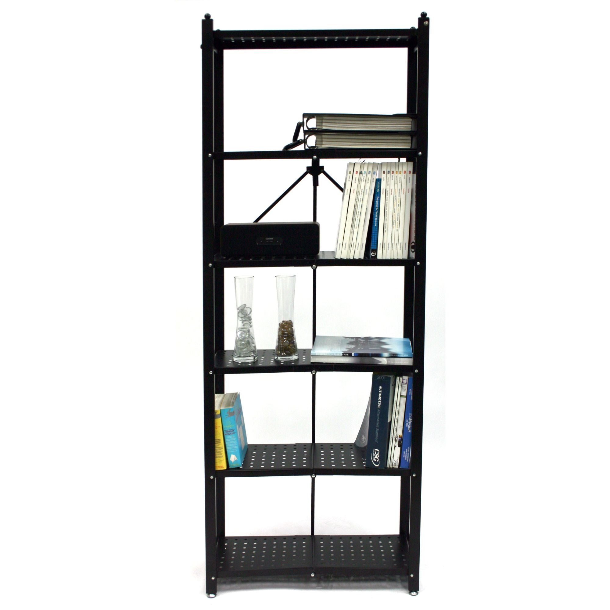Origami RB Foldable 6 Tier Rack, Wheels, Tall/Slim, Black, Certified Refurbished - VMInnovations