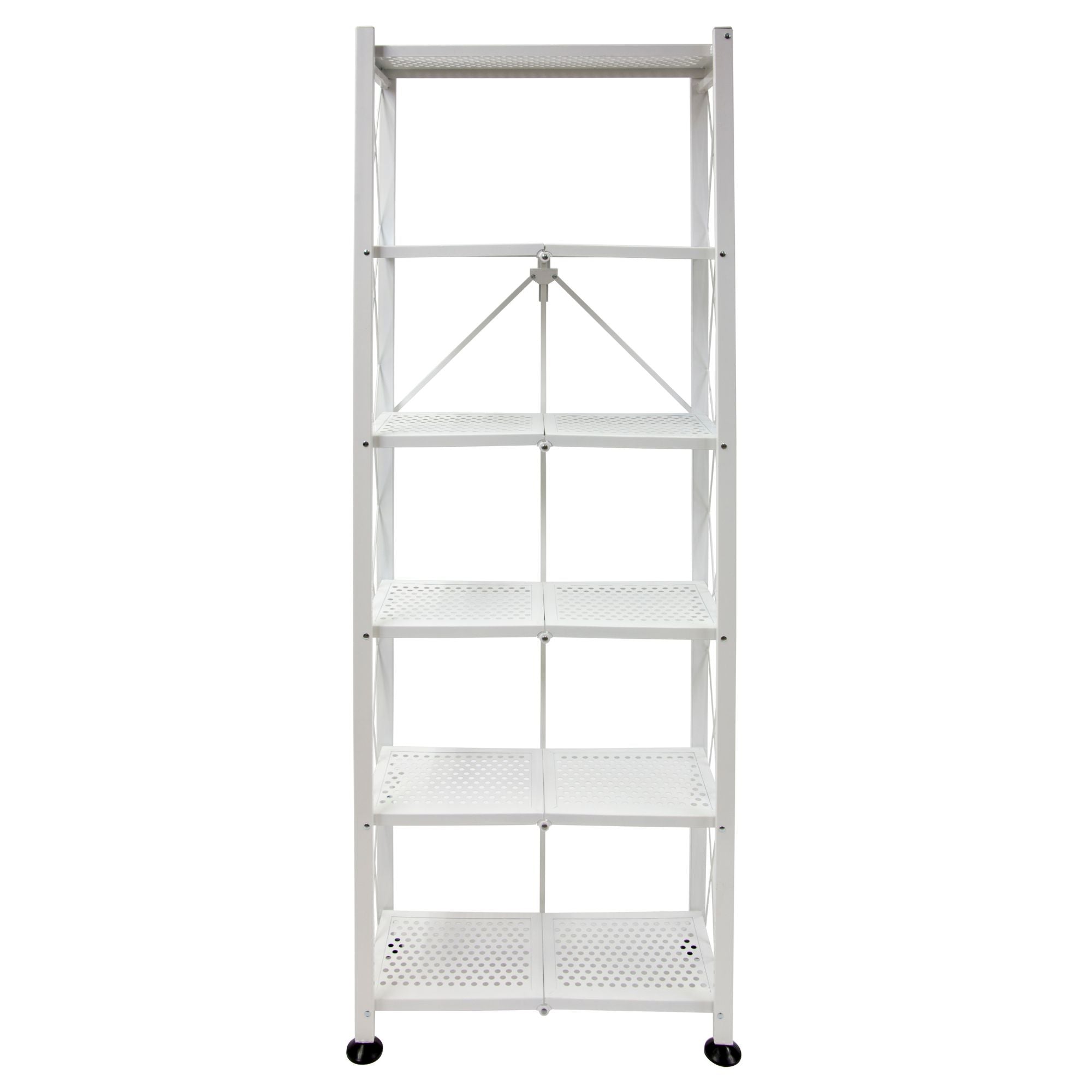 Origami RB Foldable 6 Tier Rack, Wheels, Tall/Slim, White, (Open Box) - VMInnovations