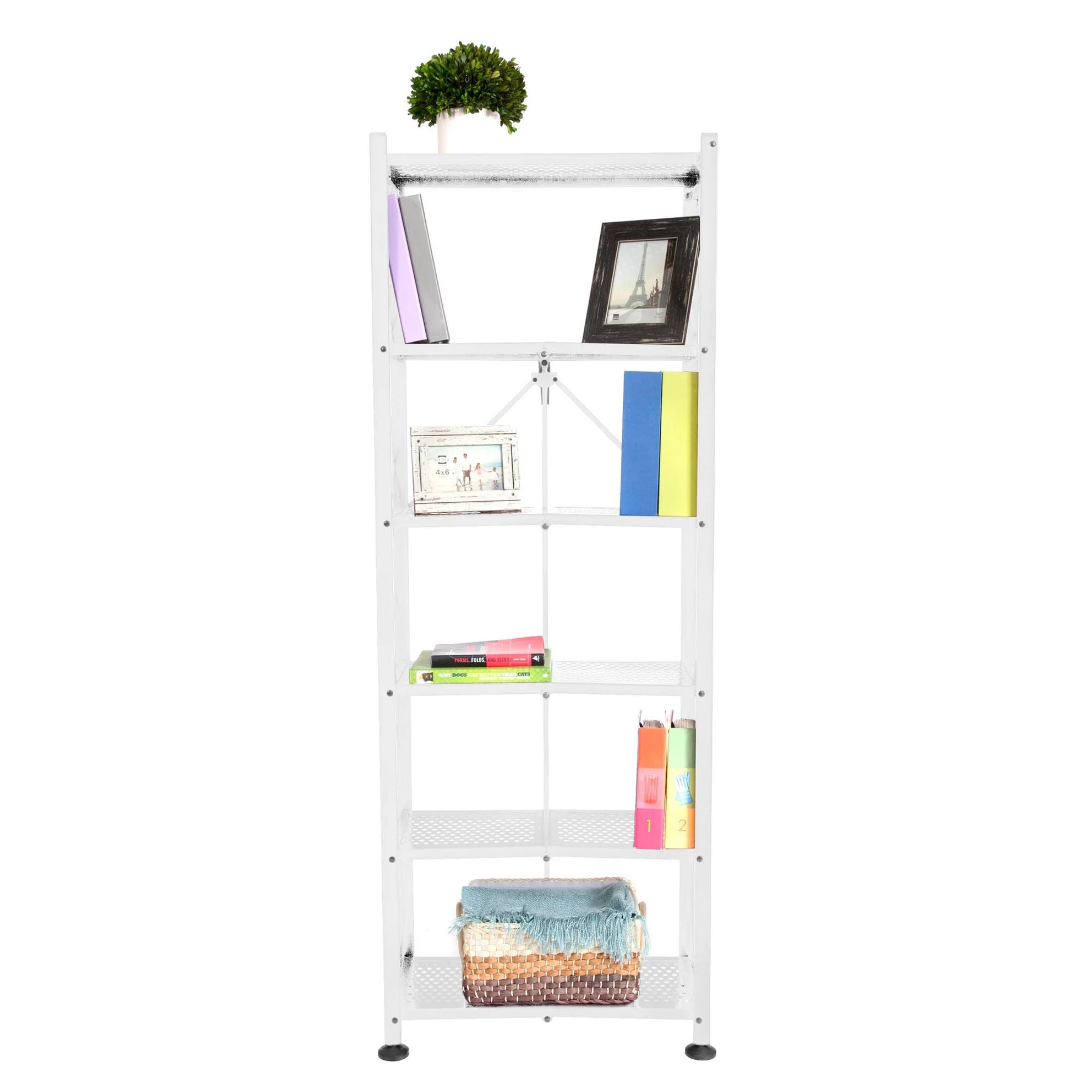Origami RB Foldable 6 Tier Rack, Wheels, Tall/Slim, White, Certified Refurbished - VMInnovations