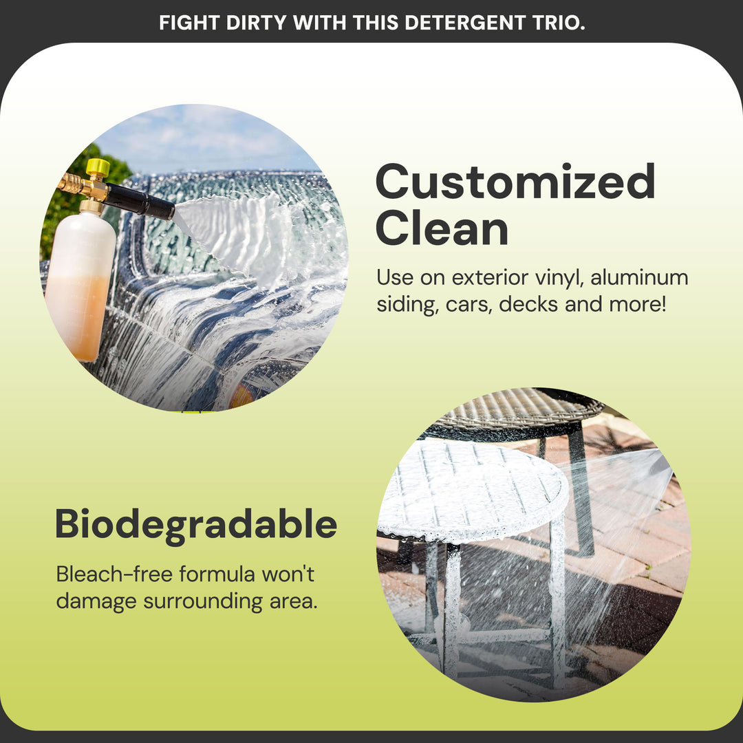 Sun Joe 3 Pack Pressure Washer Concentrate Formula, Biodegradable Detergent Trio, ASST3Q - VMInnovations