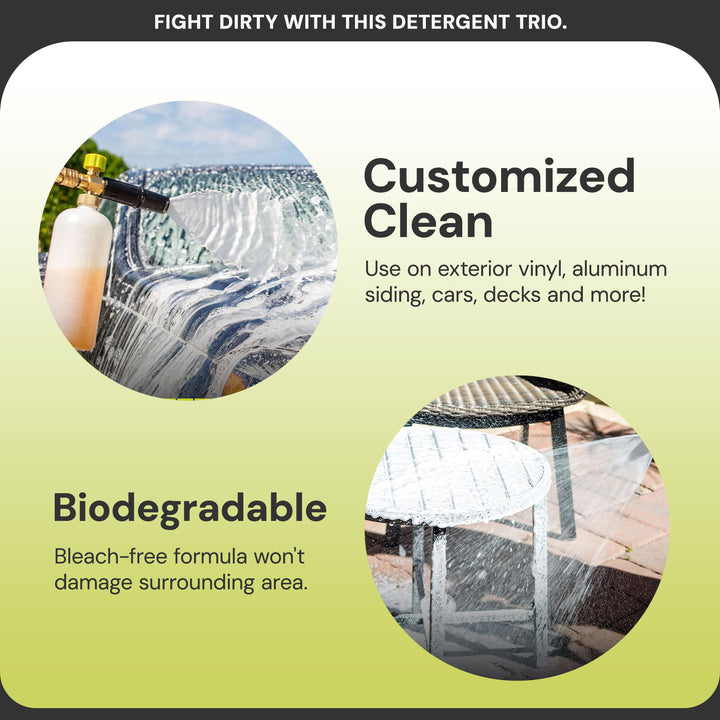 Sun Joe 3 Pack Pressure Washer Concentrate Formula, Biodegradable Detergent Trio, ASST3Q - VMInnovations