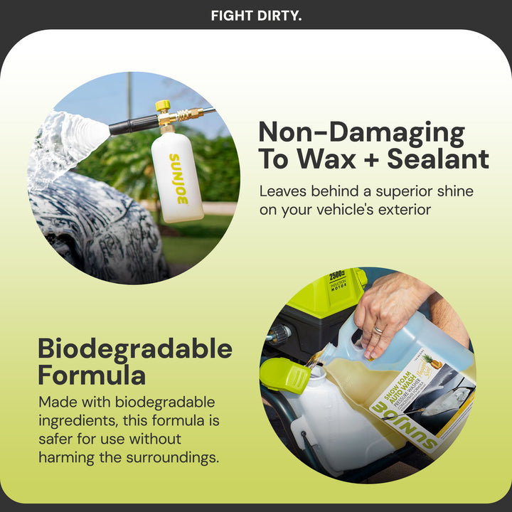 Sun Joe Premium Snow Foam Pineapple Scent Car Wash Soap & Cleaner, 1 Gal, FCS1G - VMInnovations