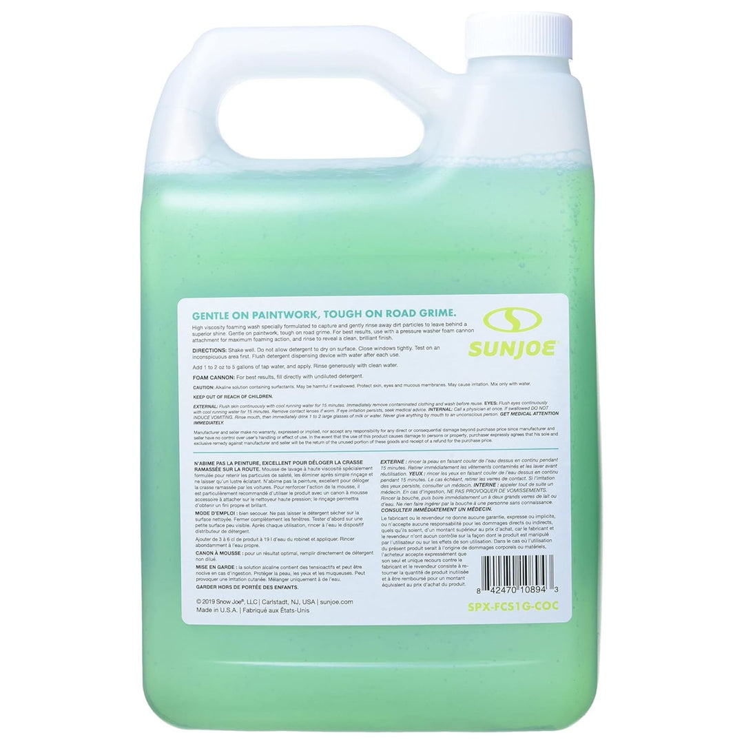 Sun Joe Premium Snow Foam Coconut Scent Car Washing Soap & Cleaner, 1 Gallon - VMInnovations