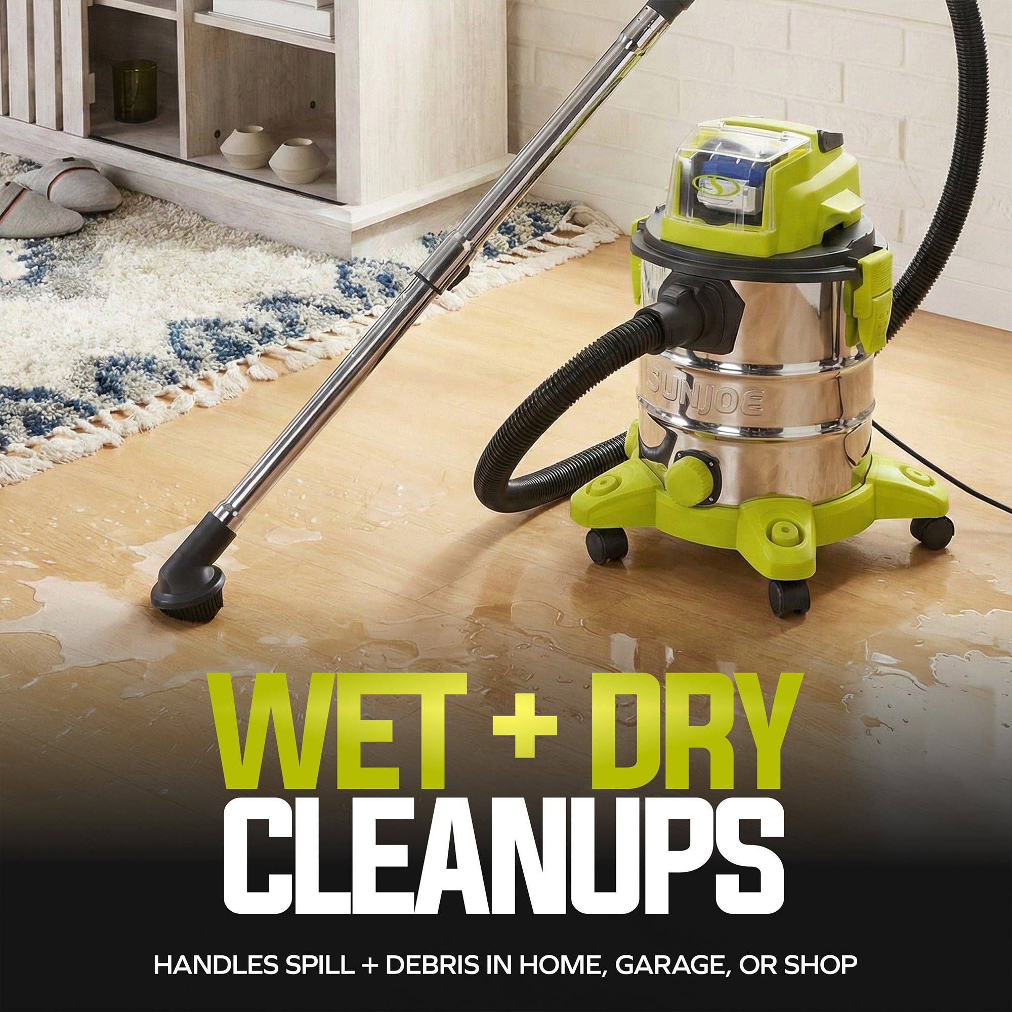 Sun Joe 24V Cordless Stainless Steel Wet or Dry Vacuum Kit, 5.3 Gal, 24V-WDV6000