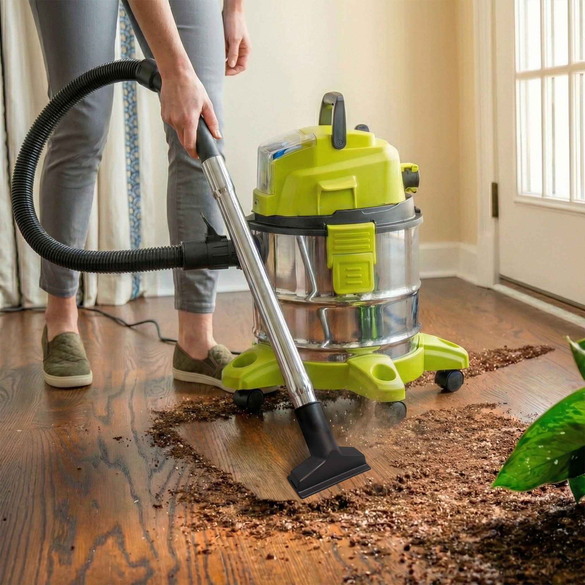 Sun Joe 24V Cordless Stainless Steel Wet or Dry Vacuum Kit, 5.3 Gal, 24V-WDV6000