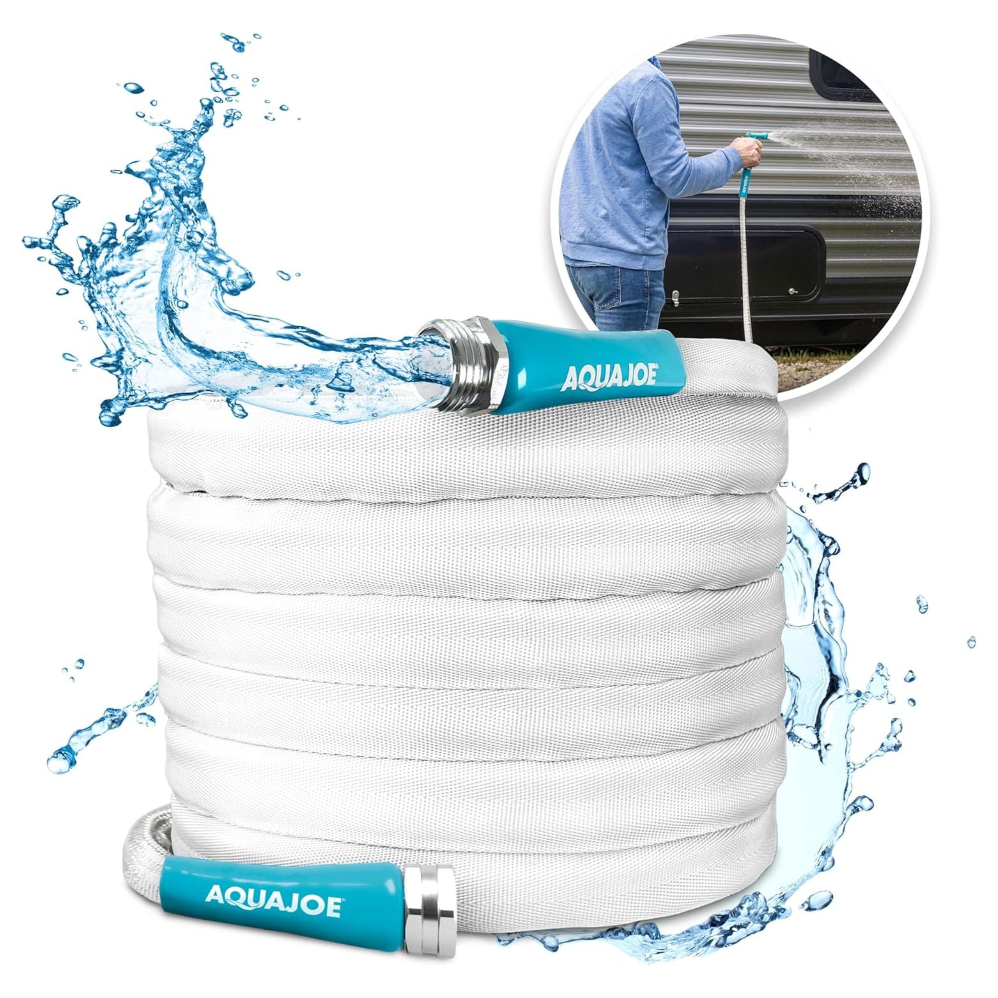 Aqua Joe 50 Foot Expandable RV Hose with Flexible Fiber Jacket, AJFJH50-58-RV - VMInnovations