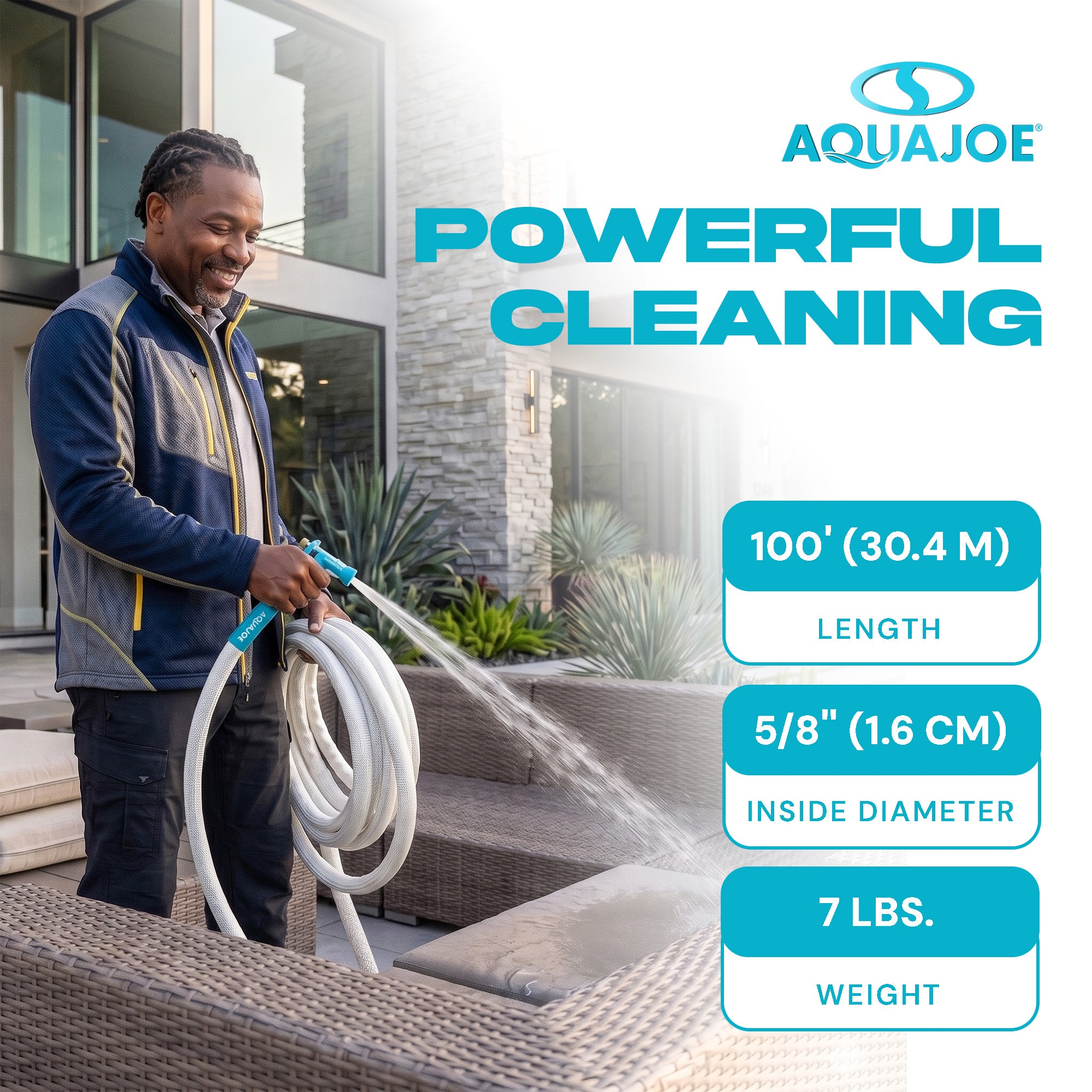Aqua Joe 50 Foot Expandable RV Hose with Flexible Fiber Jacket, AJFJH50-58-RV