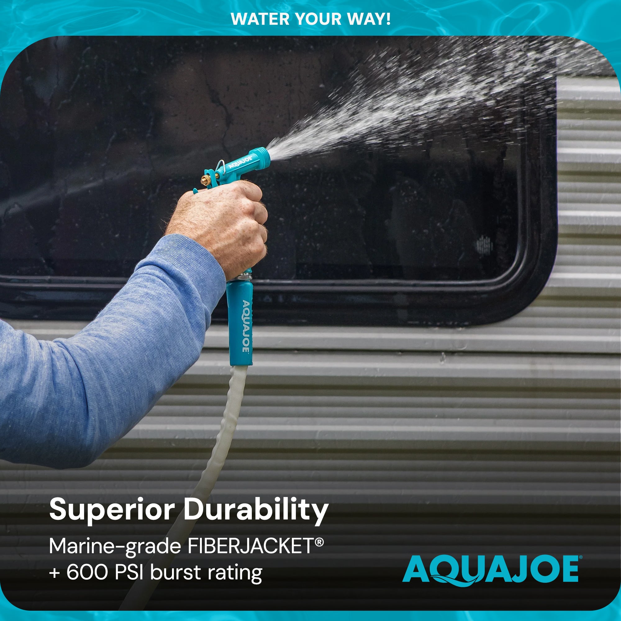 Aqua Joe 50 Foot Expandable RV Hose with Flexible Fiber Jacket, AJFJH50-58-RV - VMInnovations