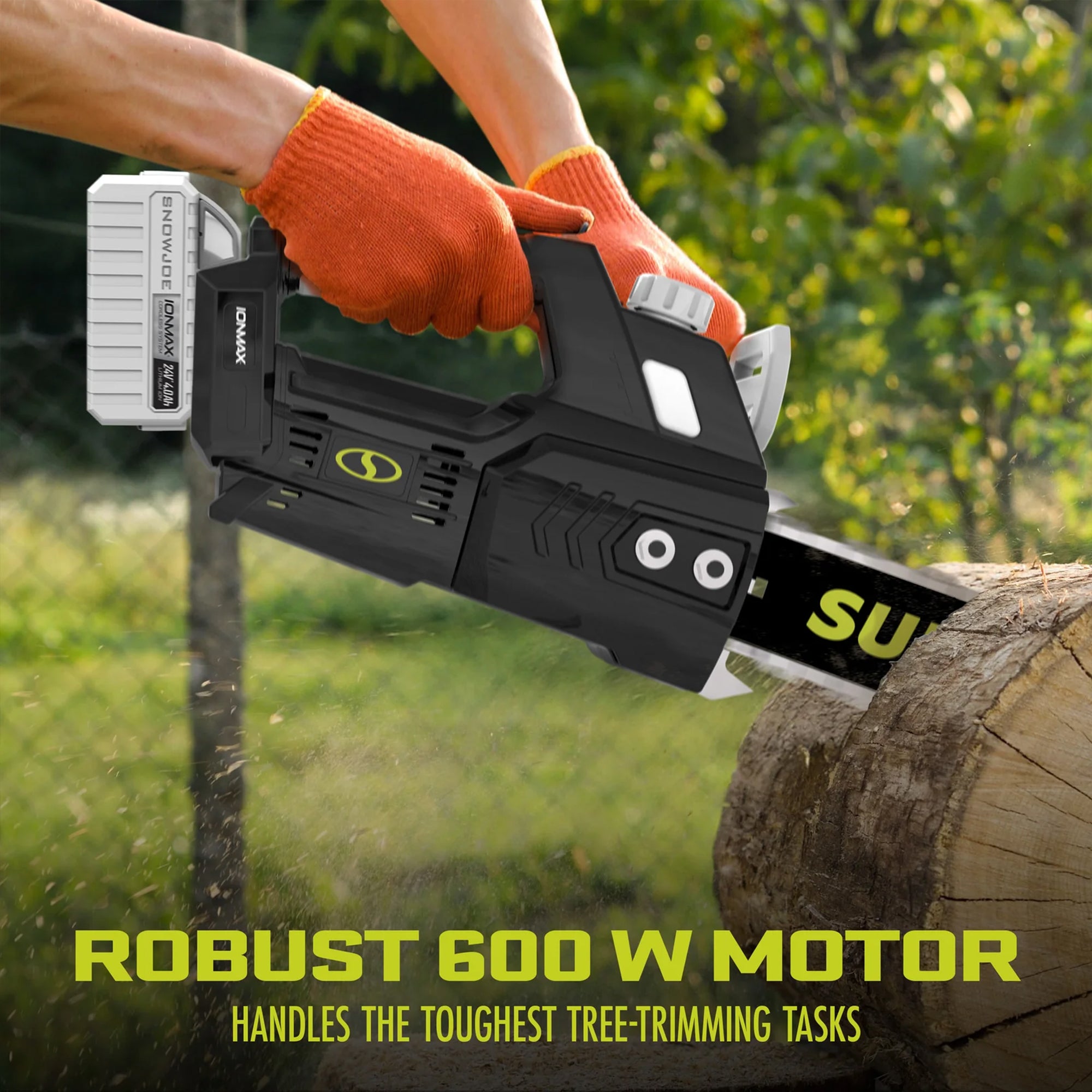 Sun Joe 10" Cordless Chain Saw, 24V Wood Cutting Tool Kit with Battery, 24V-10CS
