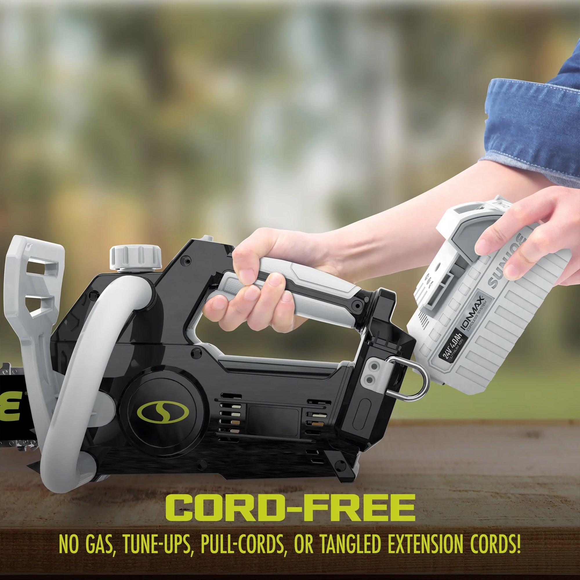 Sun Joe 10" Cordless Chain Saw, 24V Wood Cutting Tool Kit with Battery, 24V-10CS