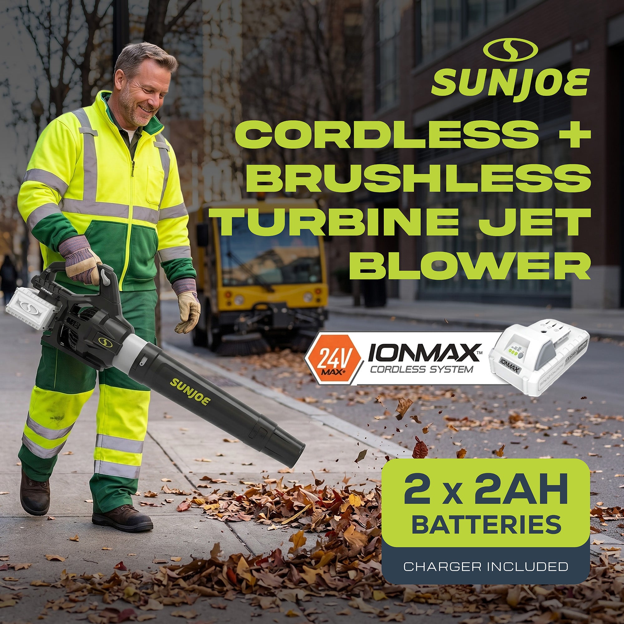 Sun Joe Cordless Brushless Turbine Jet Blower with Battery/Charger, 24V-X2-JB500