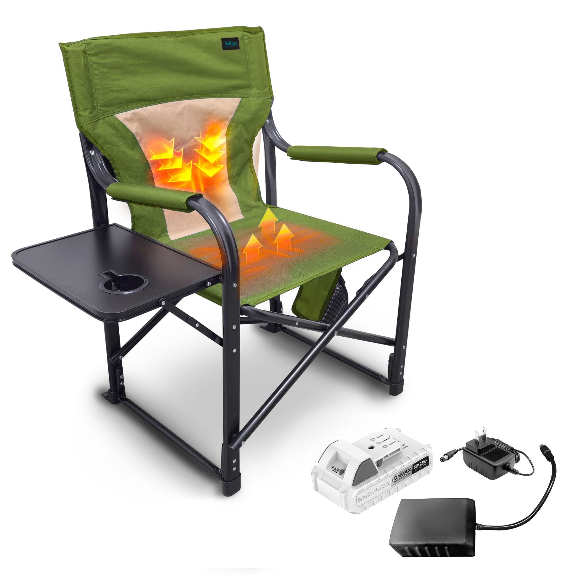 Bliss Hammocks 24V Heated, Folding Chair w/Battery & 3 Heat Settings (Open Box) - VMInnovations