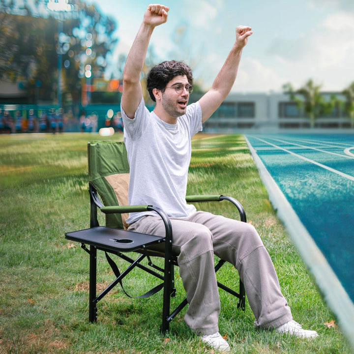 Bliss Hammocks 24V Heated Seat, Folding Chair w/Battery & 3 Heat Settings, Green - VMInnovations