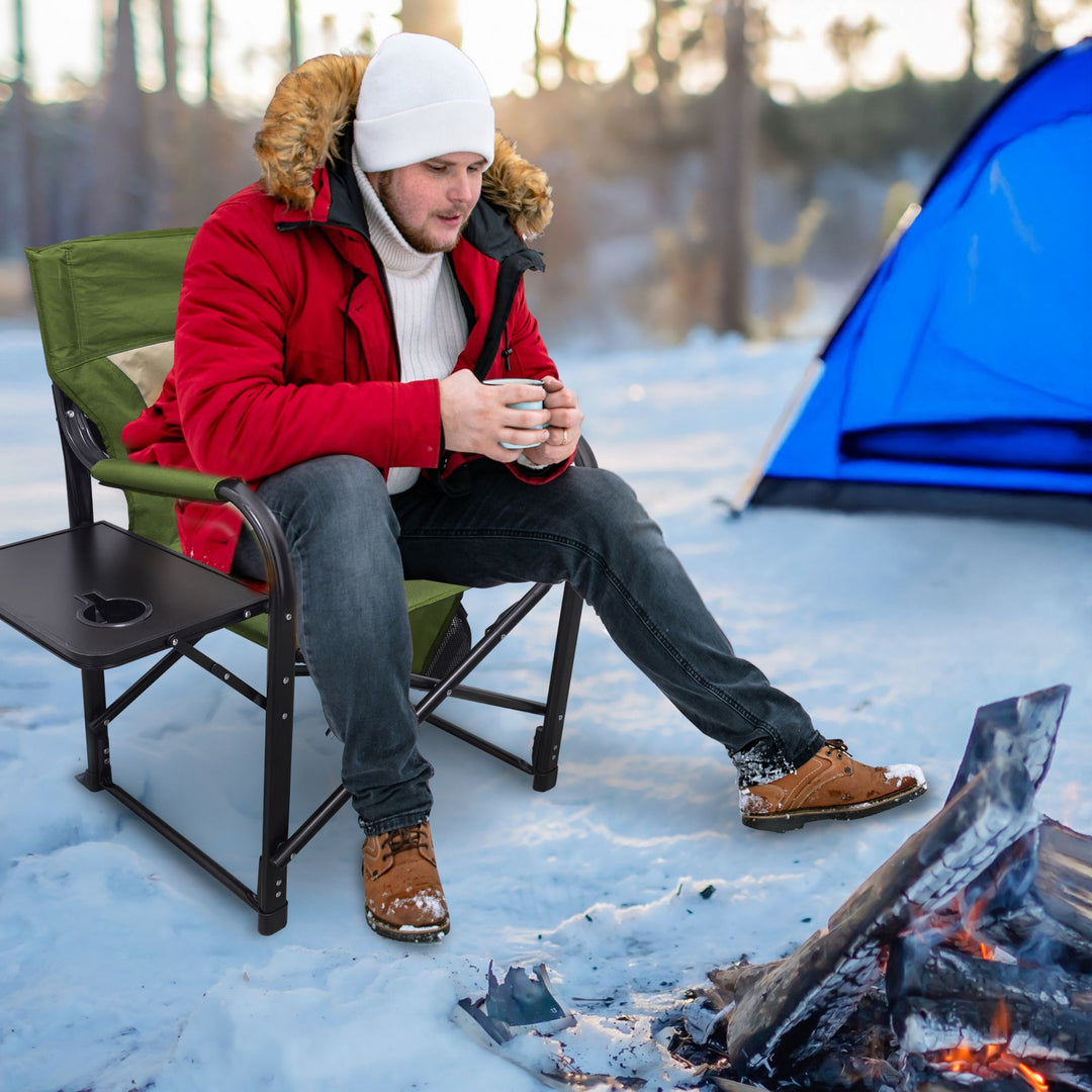 Bliss Hammocks 24V Heated Seat, Folding Chair w/Battery & 3 Heat Settings, Green - VMInnovations