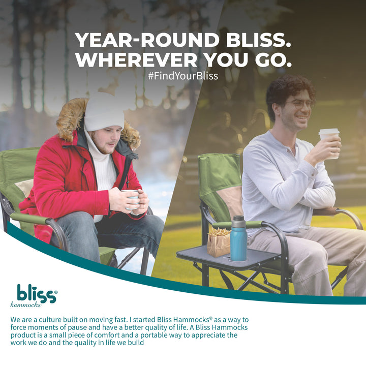Bliss Hammocks 24V Heated Seat, Folding Chair w/Battery & 3 Heat Settings, Green - VMInnovations