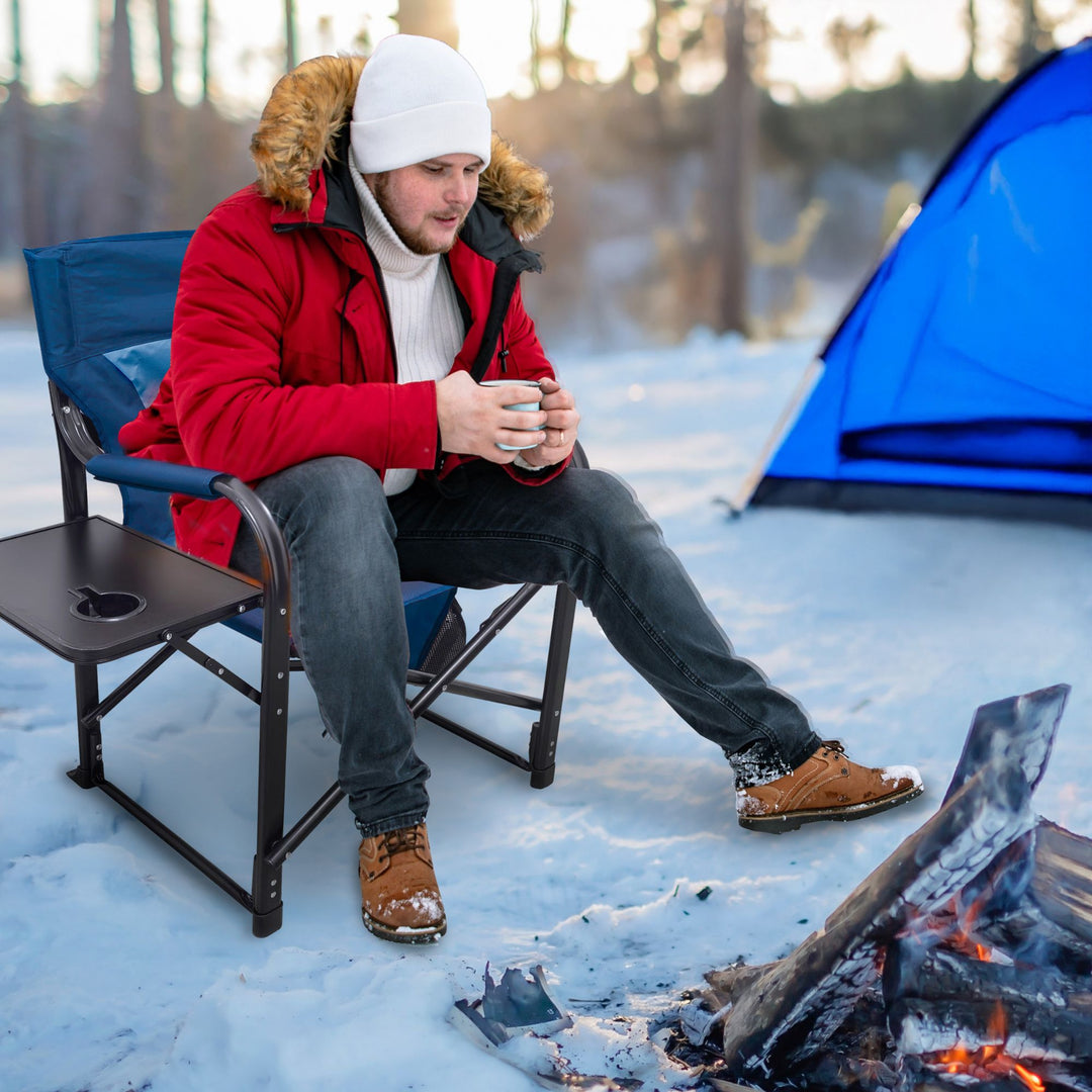Bliss Hammocks 24V Heated Seat, Folding Chair w/Battery & 3 Heat Settings, Blue - VMInnovations