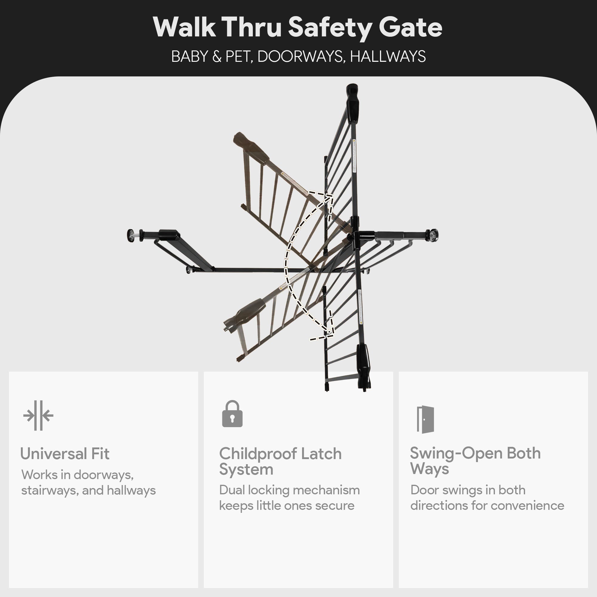 BalanceFrom Walk Thru Safety Gate, Baby & Pet, Doorways, Hallways, 30” (Used) - VMInnovations