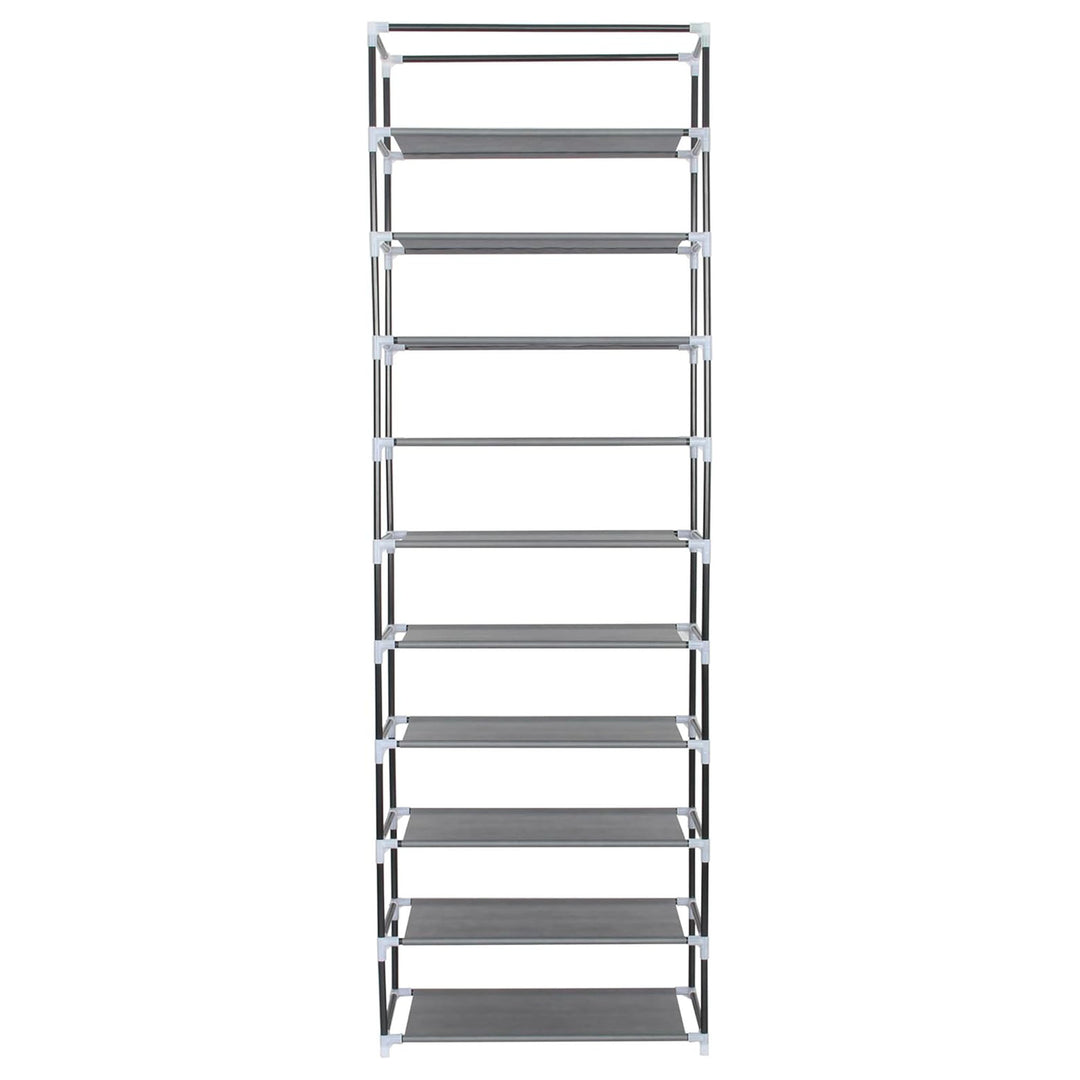 Neat Living Vertical 10 Tier Shoe Organizer Rack, Storage Shelves & Cover, Gray