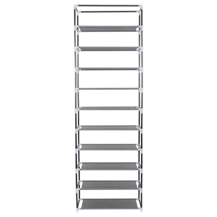 Neat Living Vertical 10 Tier Shoe Organizer Rack, Storage Shelves & Cover, Gray
