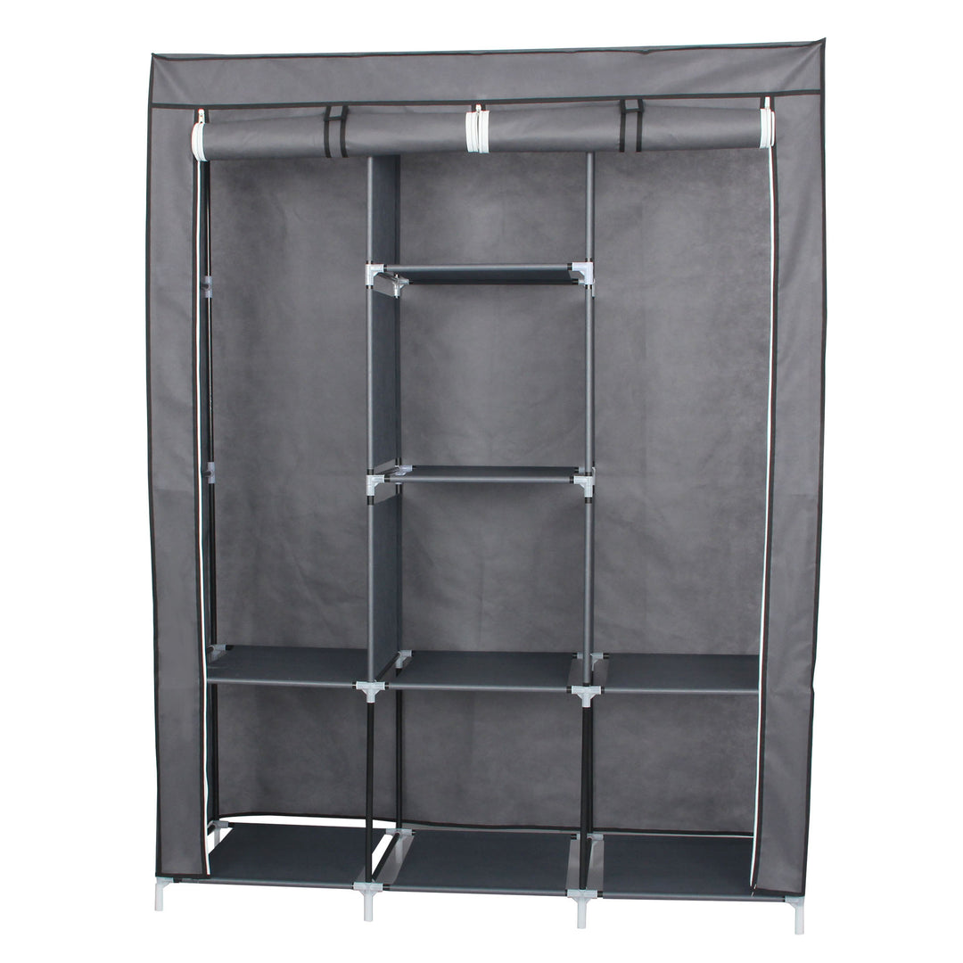 Neat Living Portable Wardrobe Closet Organizer, Cover, Shelves for Clothes, Gray - VMInnovations