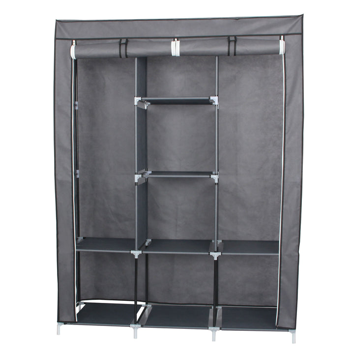 Neat Living Portable Wardrobe Closet Organizer, Cover, Shelves for Clothes, Gray - VMInnovations